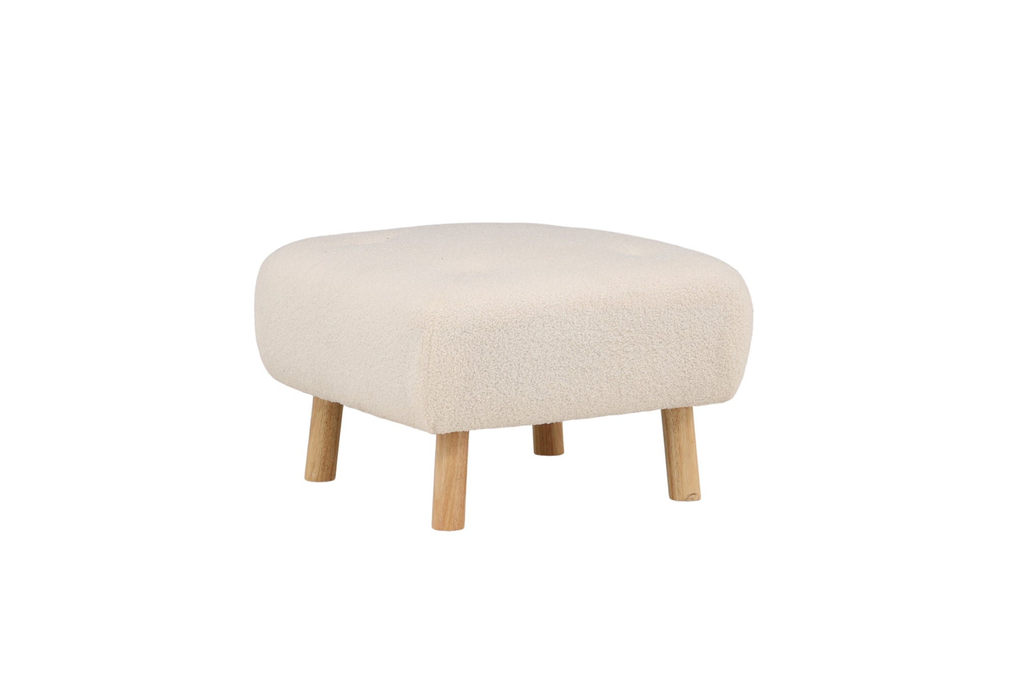 Venture Home Salina Ottoman/Pouf - White Wash / White Boucle