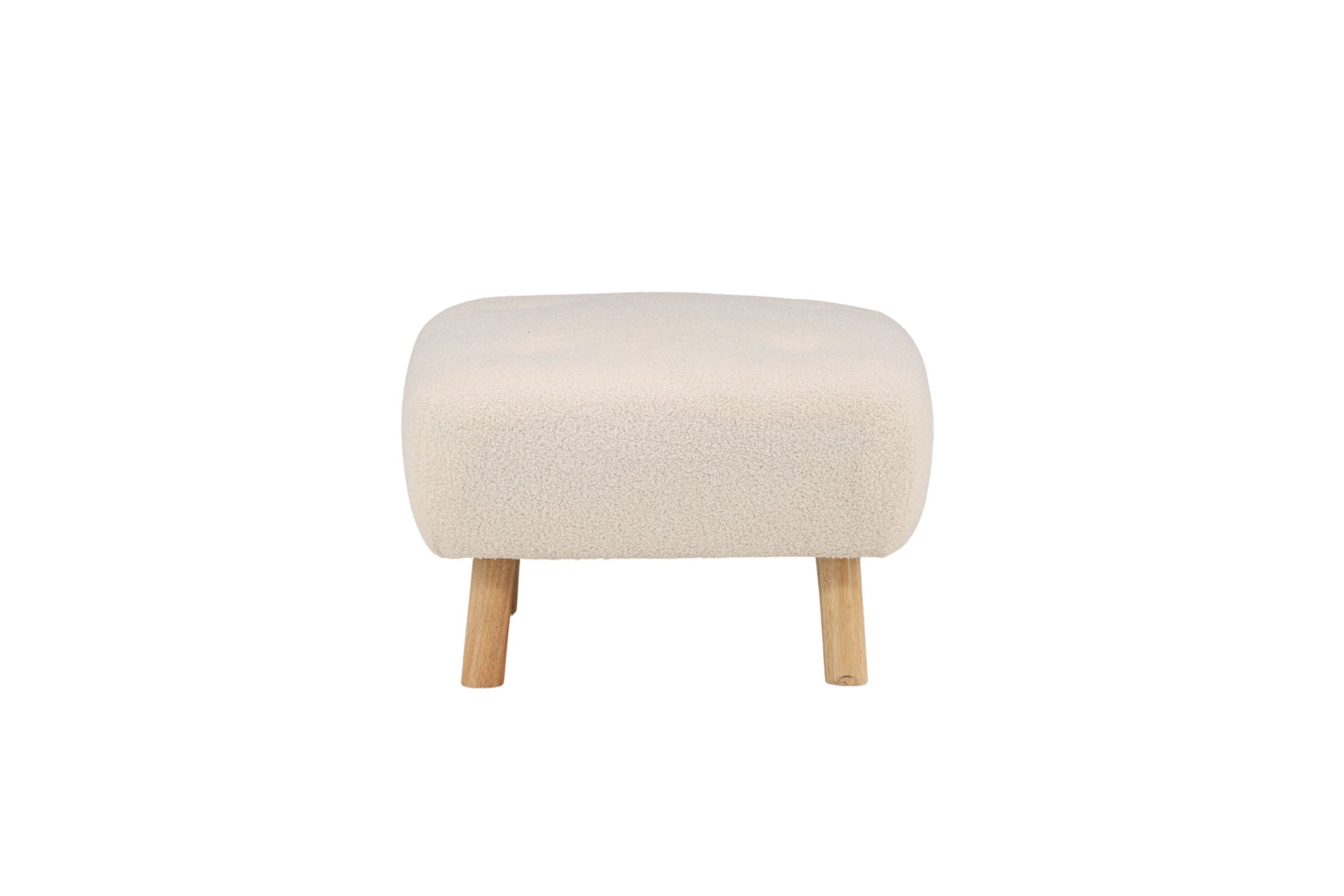 Venture Home Salina Ottoman/Pouf - White Wash / White Boucle