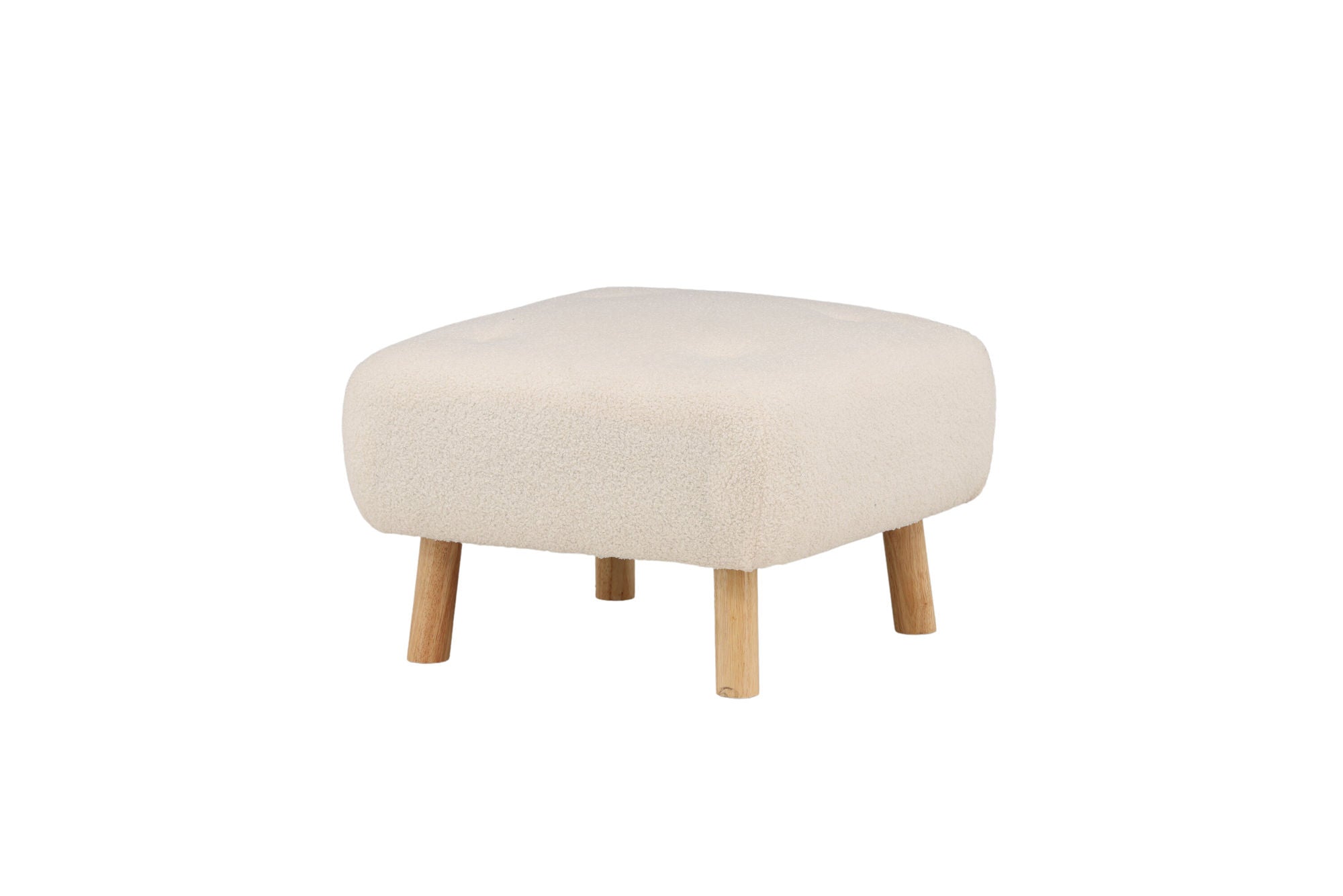 Venture Home Salina Ottoman/Pouf - White Wash / White Boucle