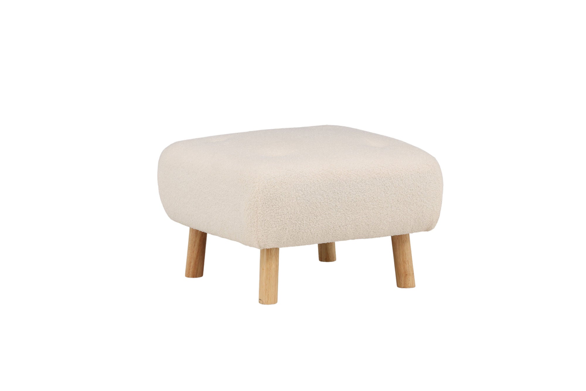 Venture Home Salina Ottoman/Pouf - White Wash / White Boucle