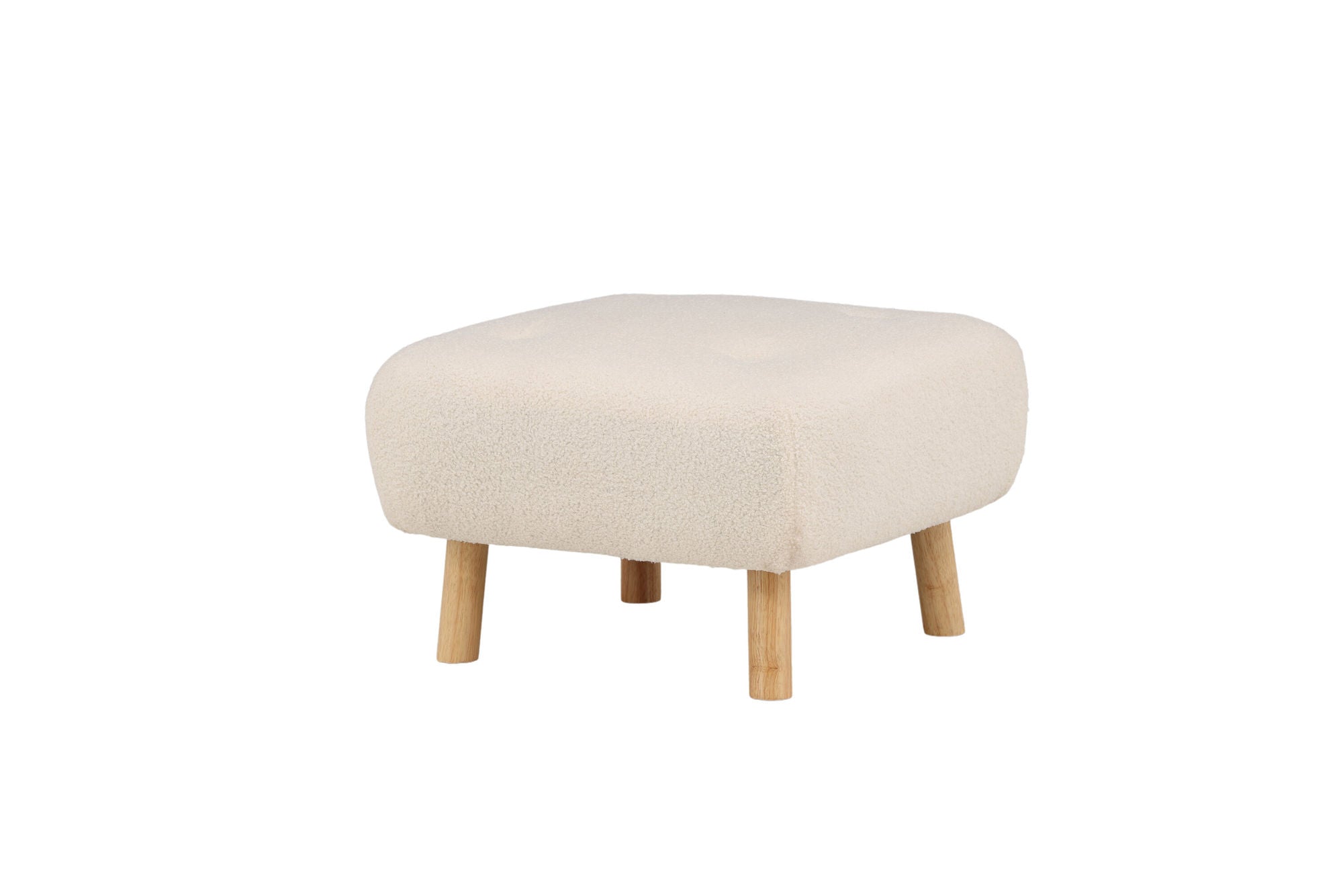 Venture Home Salina Ottoman/Pouf - White Wash / White Boucle