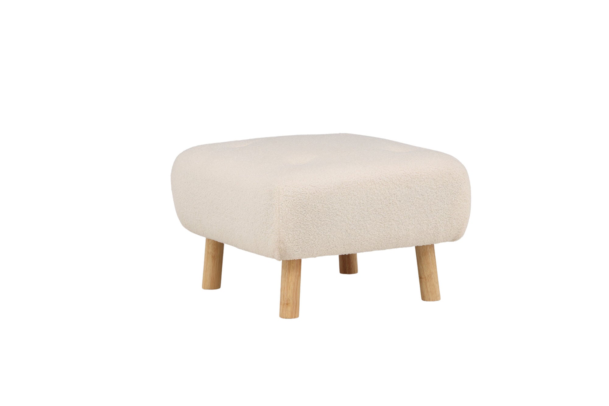 Venture Home Salina Ottoman/Pouf - White Wash / White Boucle