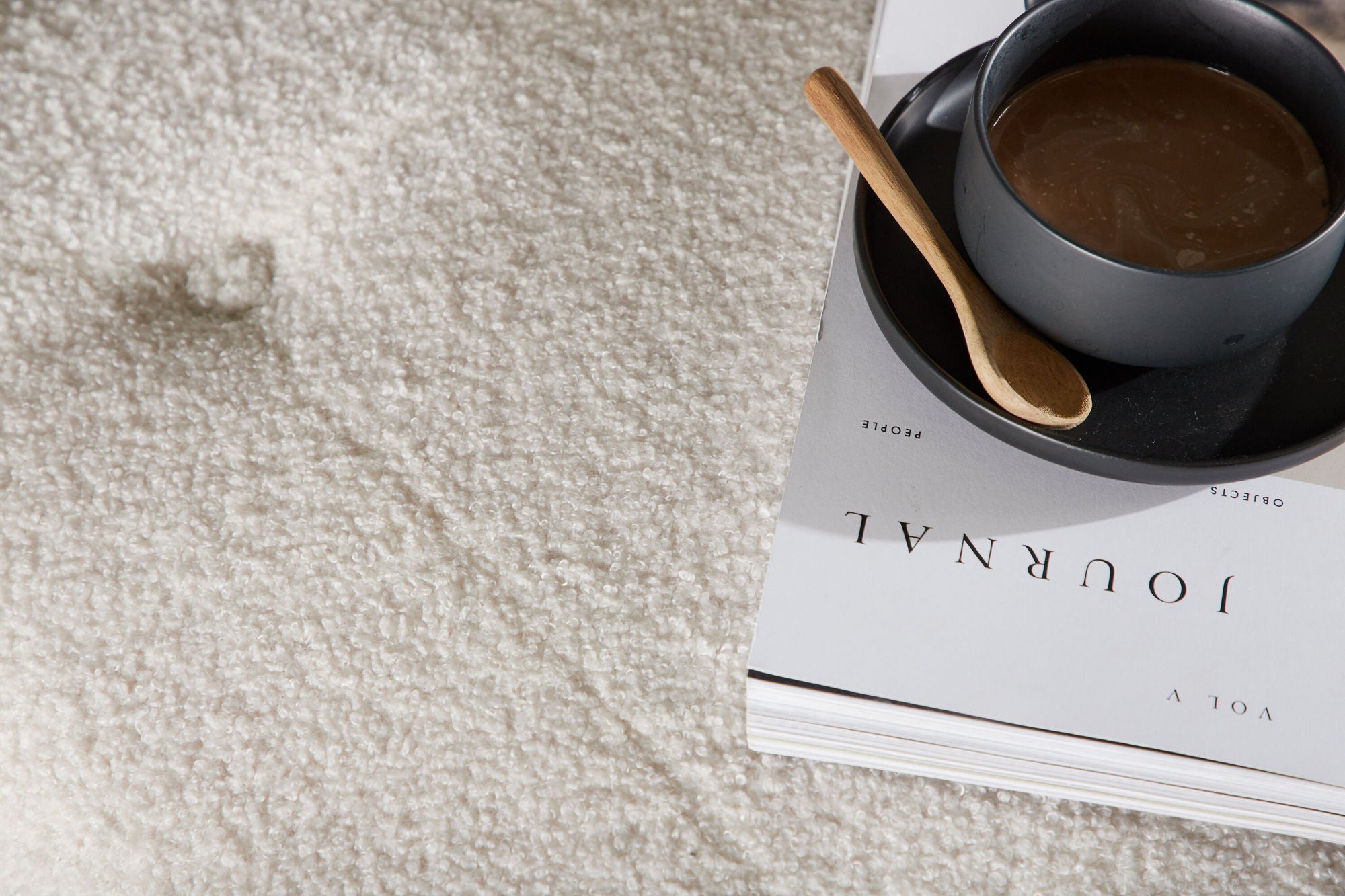 Venture Home Salina Ottoman/Pouf - White Wash / White Boucle