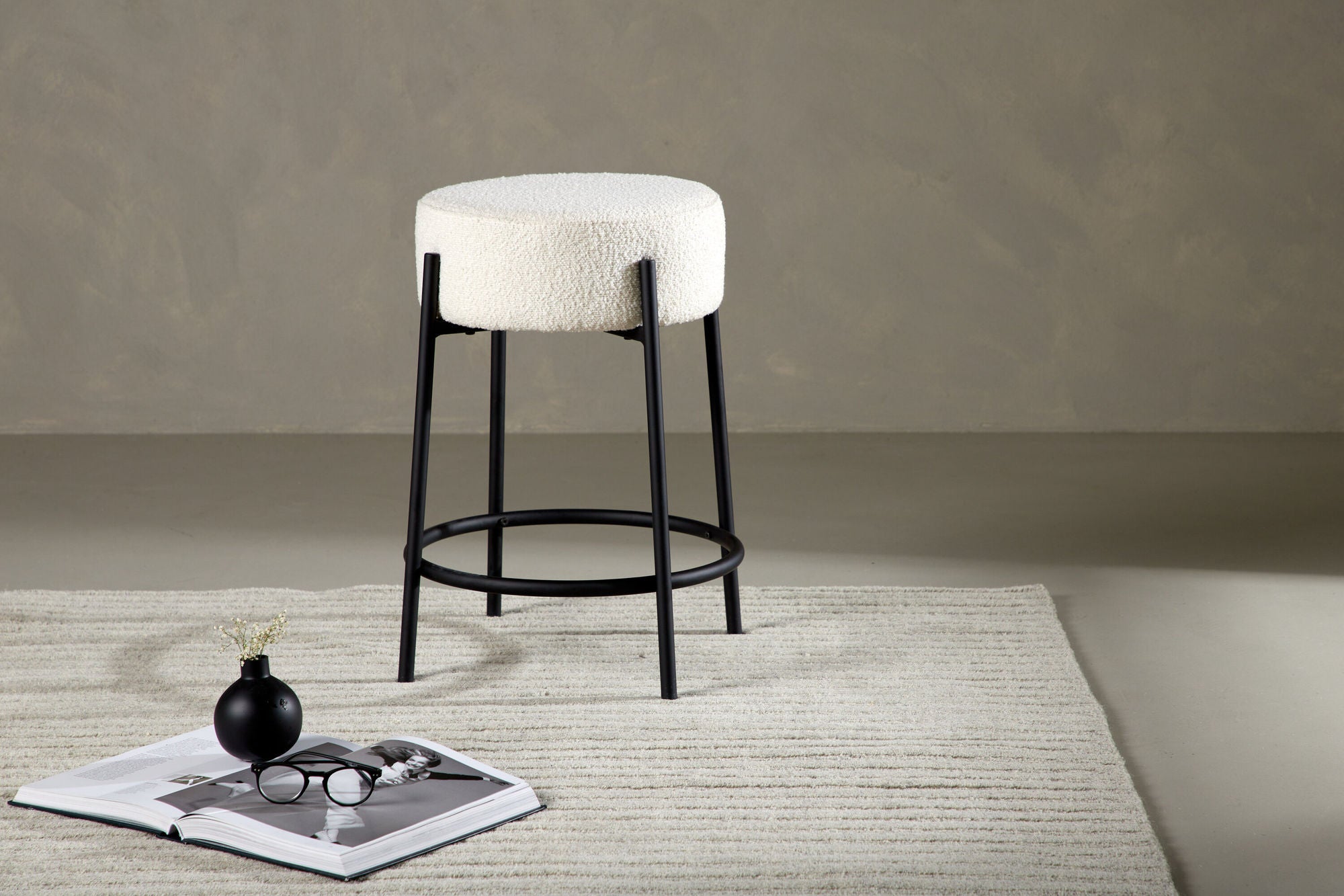 Venture Home Tucson Bar stol Small - Black / White Boucle