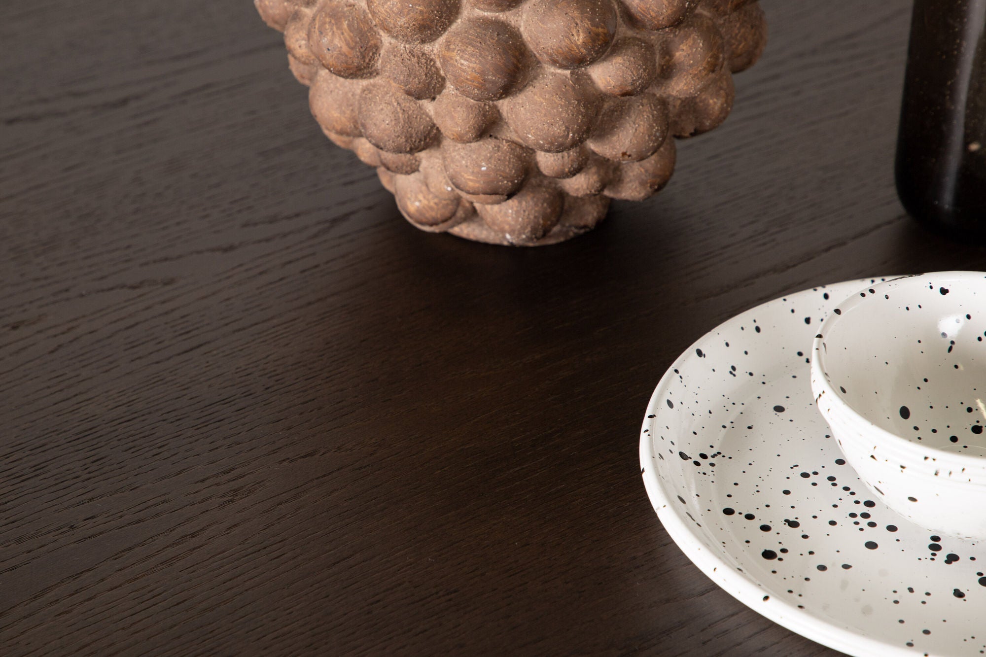 Furniture Fashion Stone round spisebord - Black / Mocca Veneer