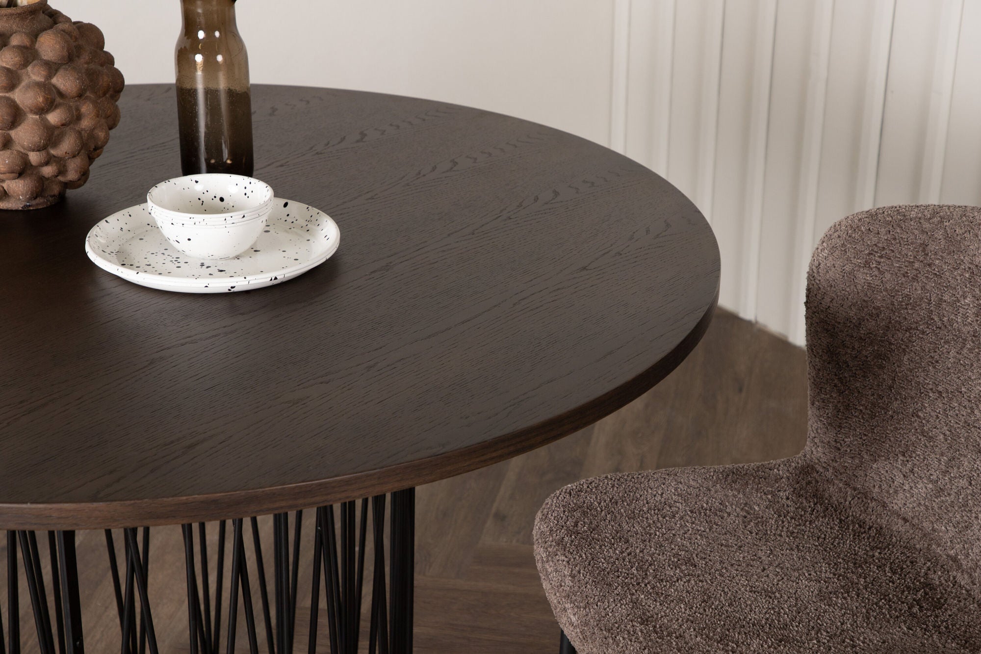 Furniture Fashion Stone round spisebord - Black / Mocca Veneer