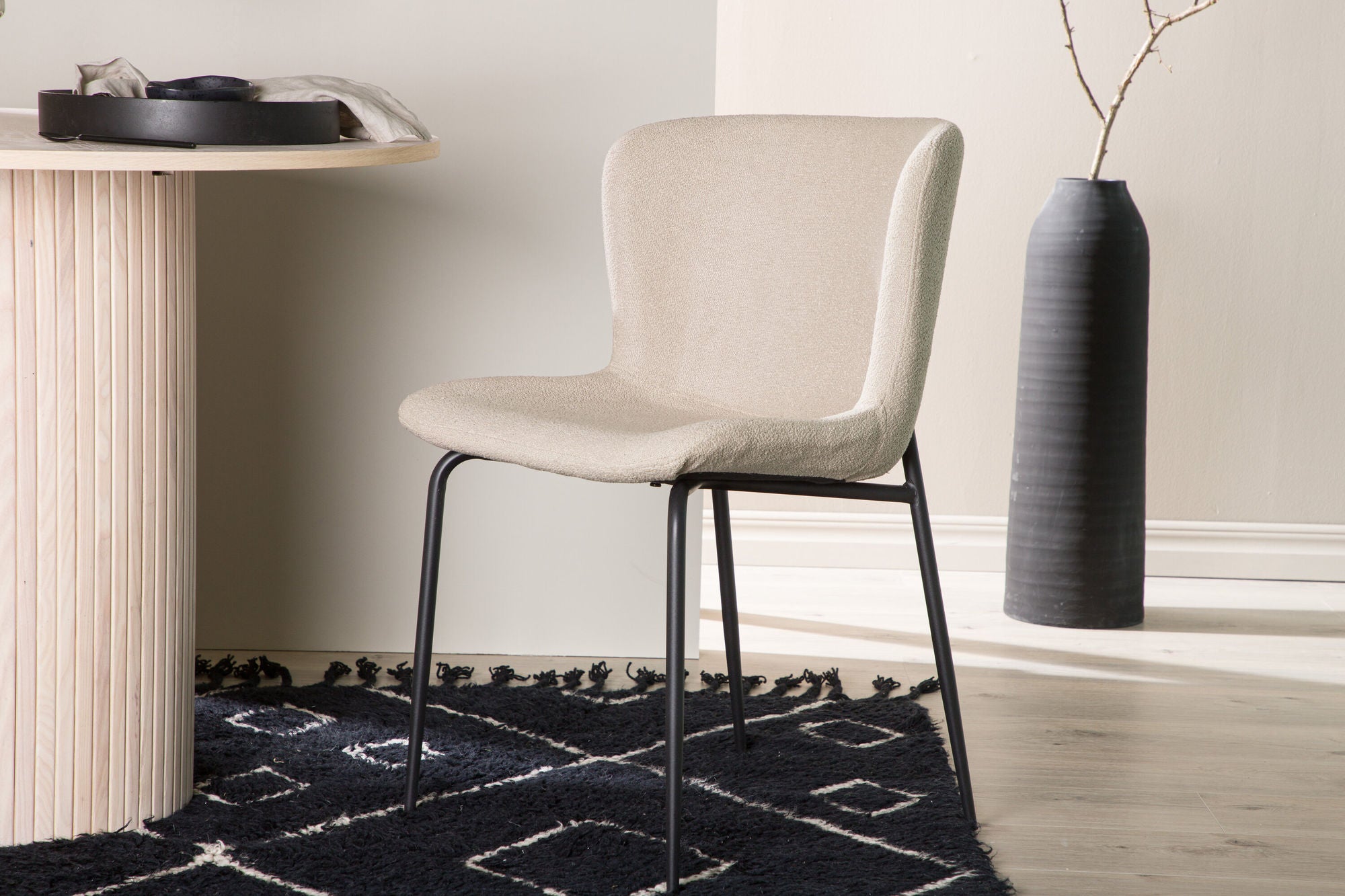 Venture Home Modesto Spisebordsstol 2-pack - Black / Beige Boucle