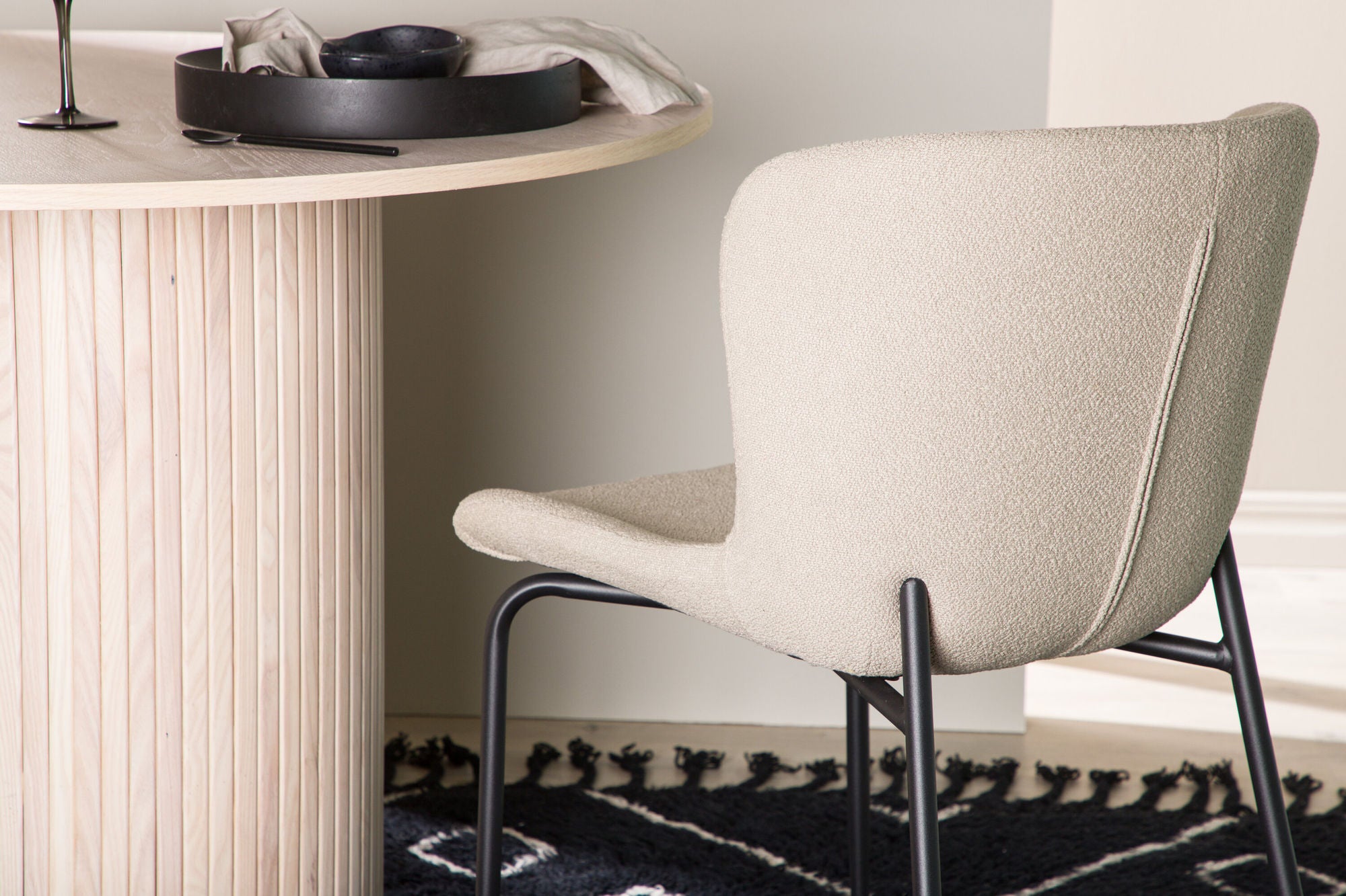 Venture Home Modesto Spisebordsstol 2-pack - Black / Beige Boucle