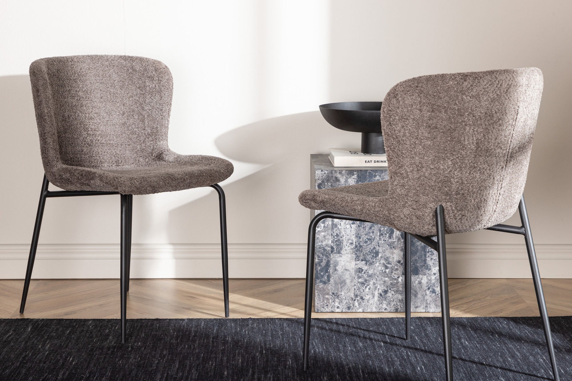 Venture Home Modesto Spisebordsstol 2-pack - Black / Brown Boucle