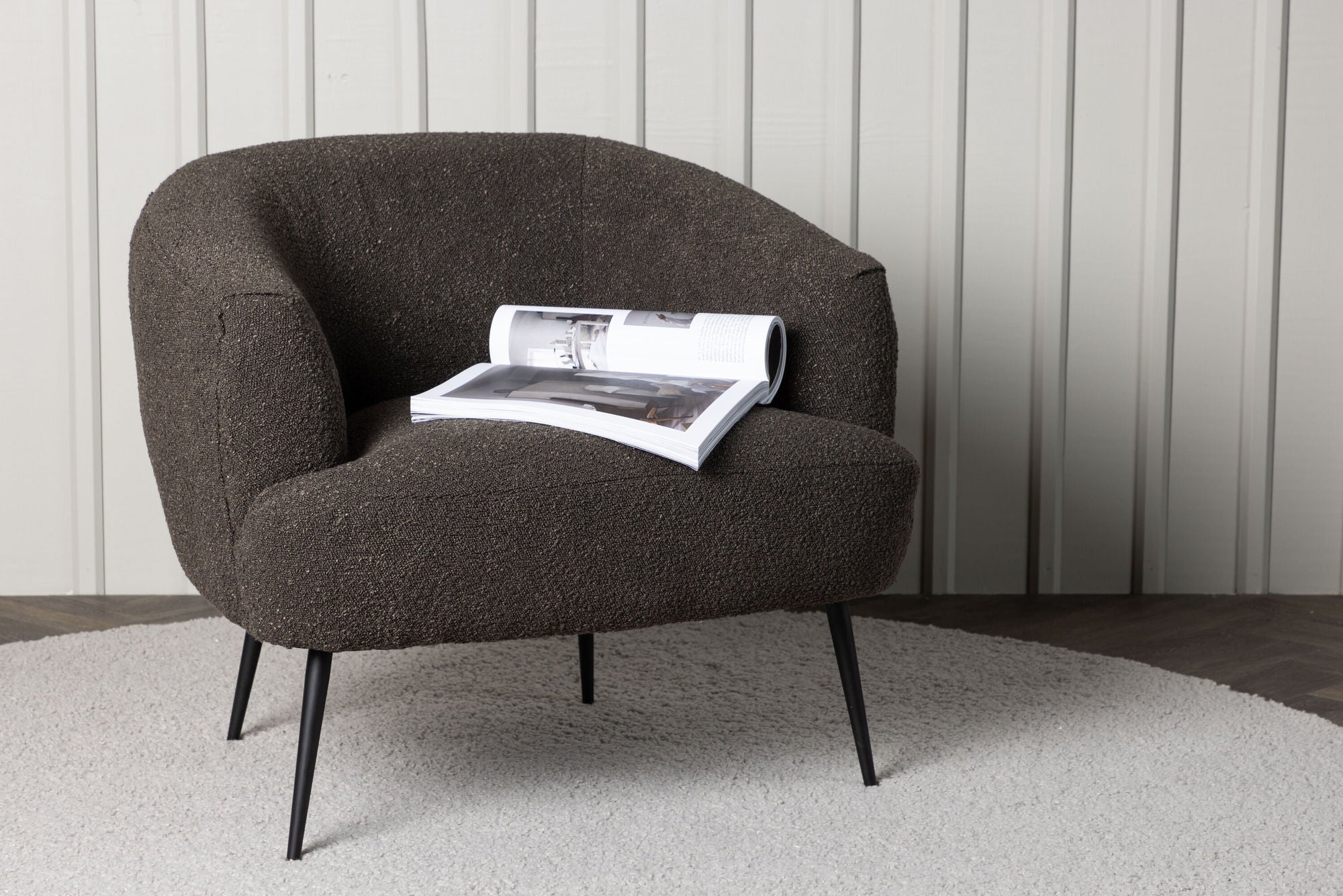 Venture Home Derry Single Sofa - Black / Black Boucle