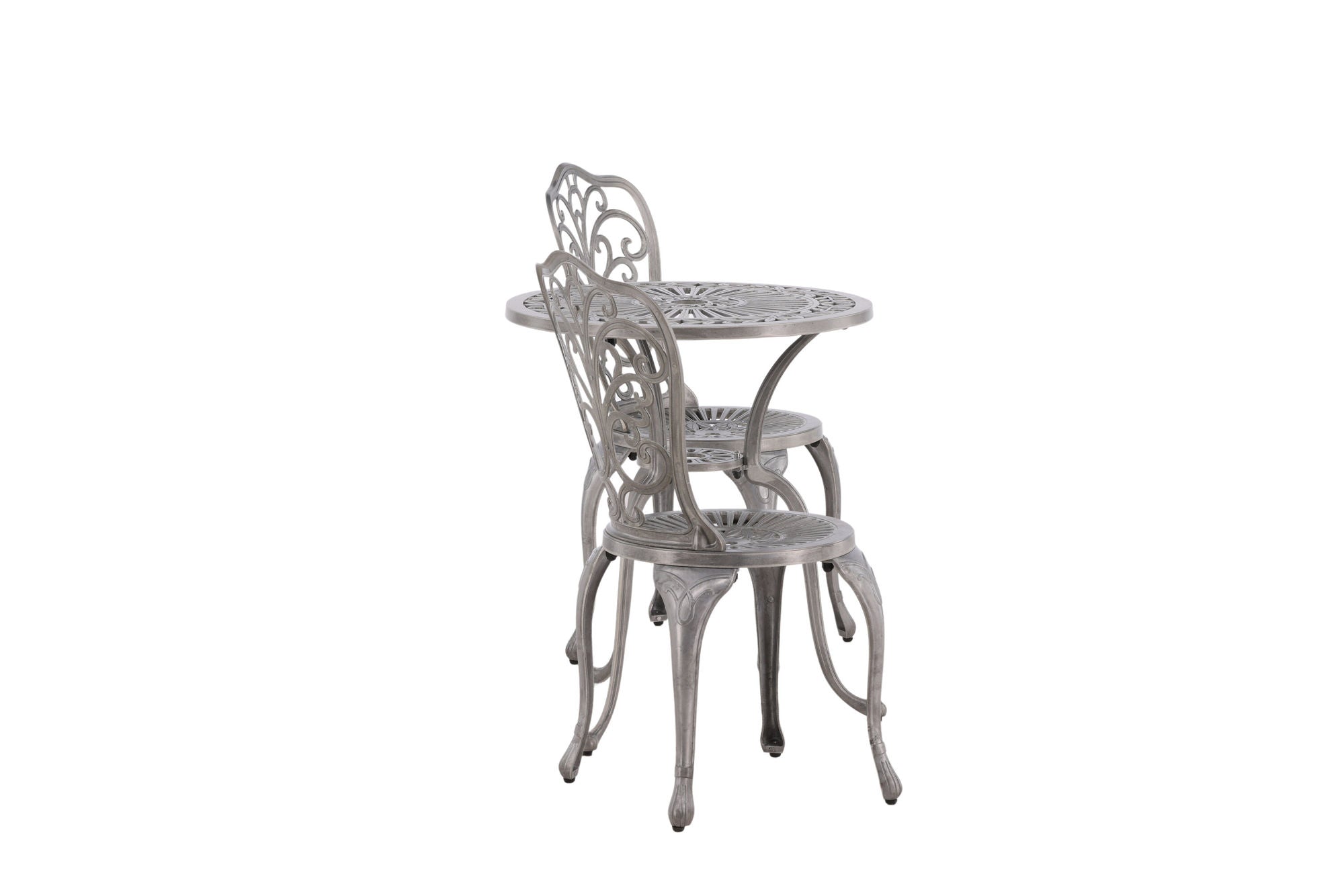 Venture Home Nandin Cafetset Aluminium - Silver / 2 chairs + bord round ø60**