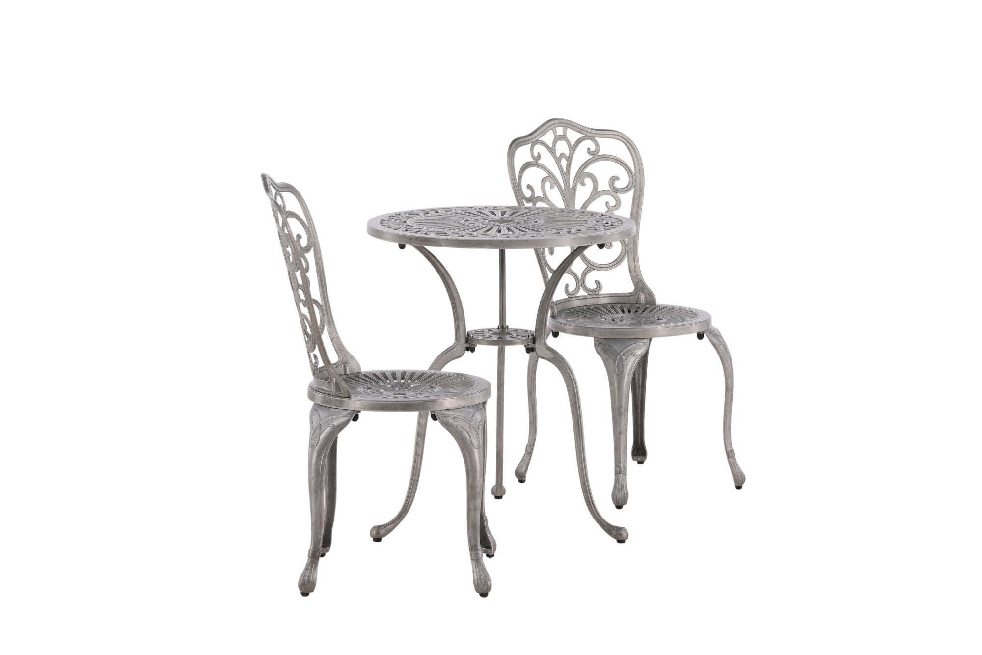 Venture Home Nandin Cafetset Aluminium - Silver / 2 chairs + bord round ø60**