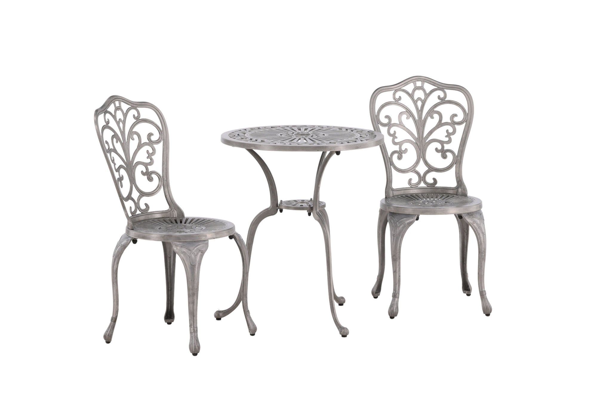 Venture Home Nandin Cafetset Aluminium - Silver / 2 chairs + bord round ø60**