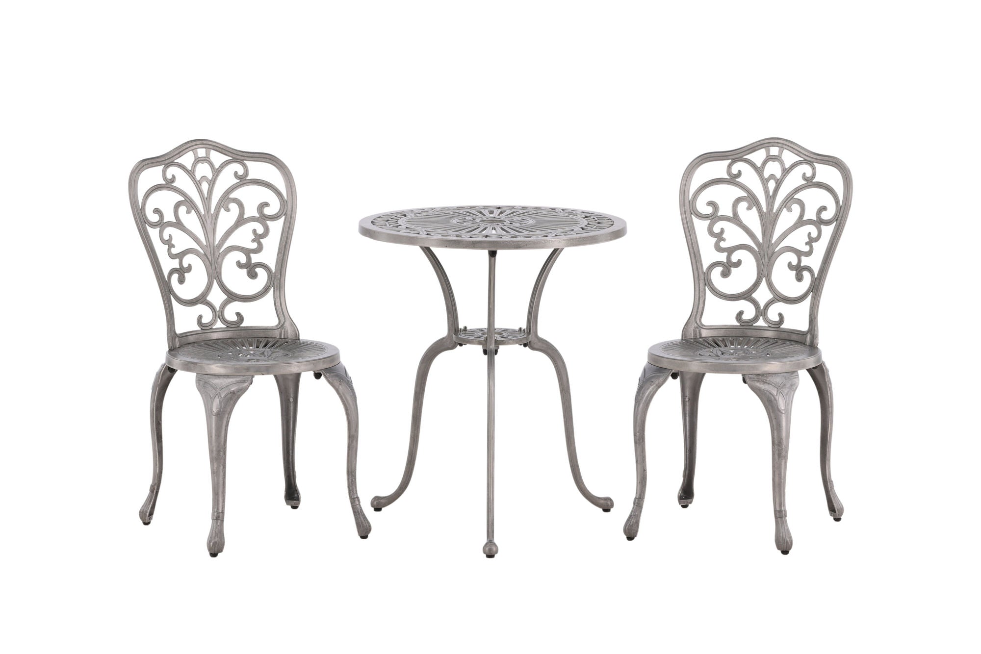 Venture Home Nandin Cafetset Aluminium - Silver / 2 chairs + bord round ø60**