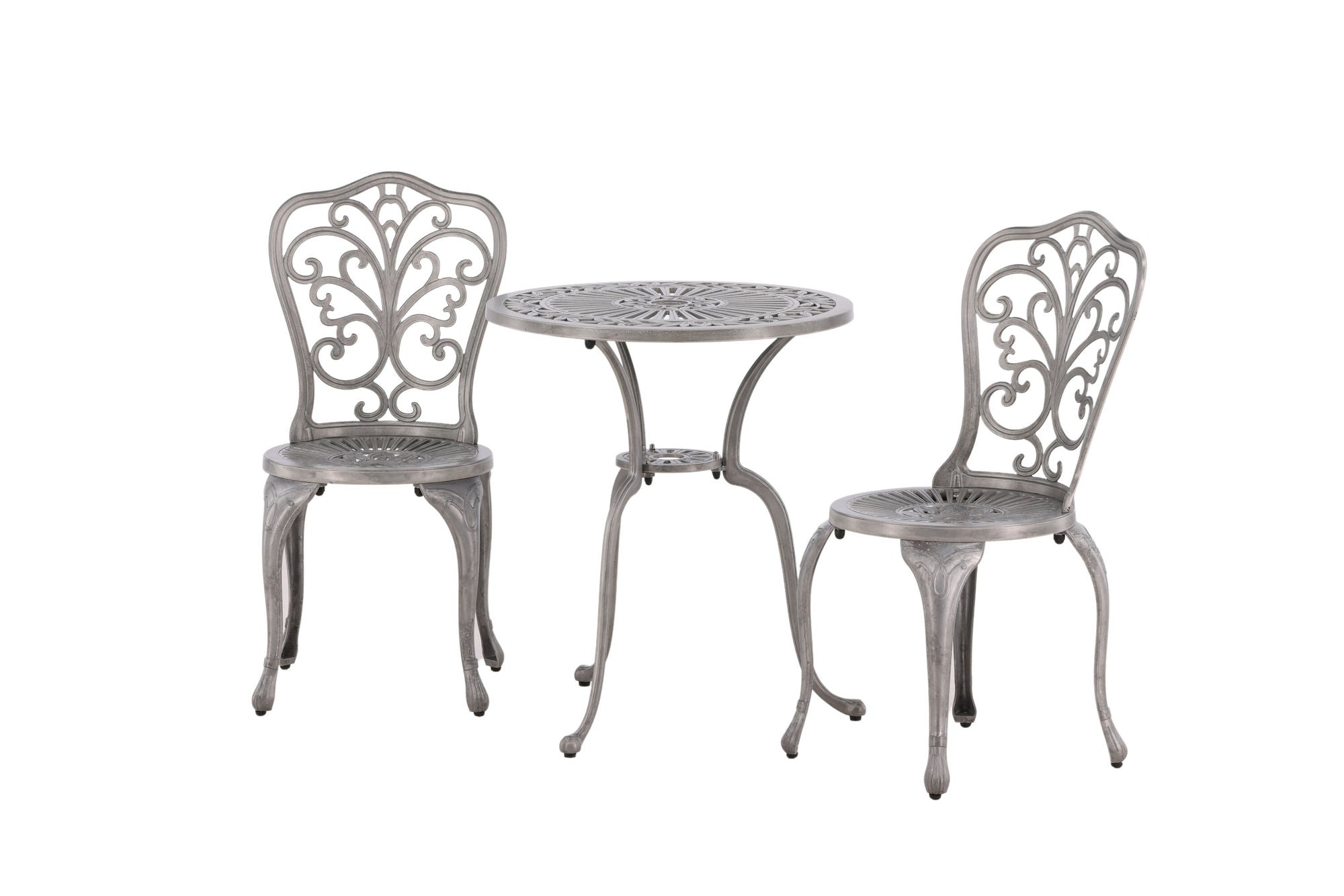 Venture Home Nandin Cafetset Aluminium - Silver / 2 chairs + bord round ø60**