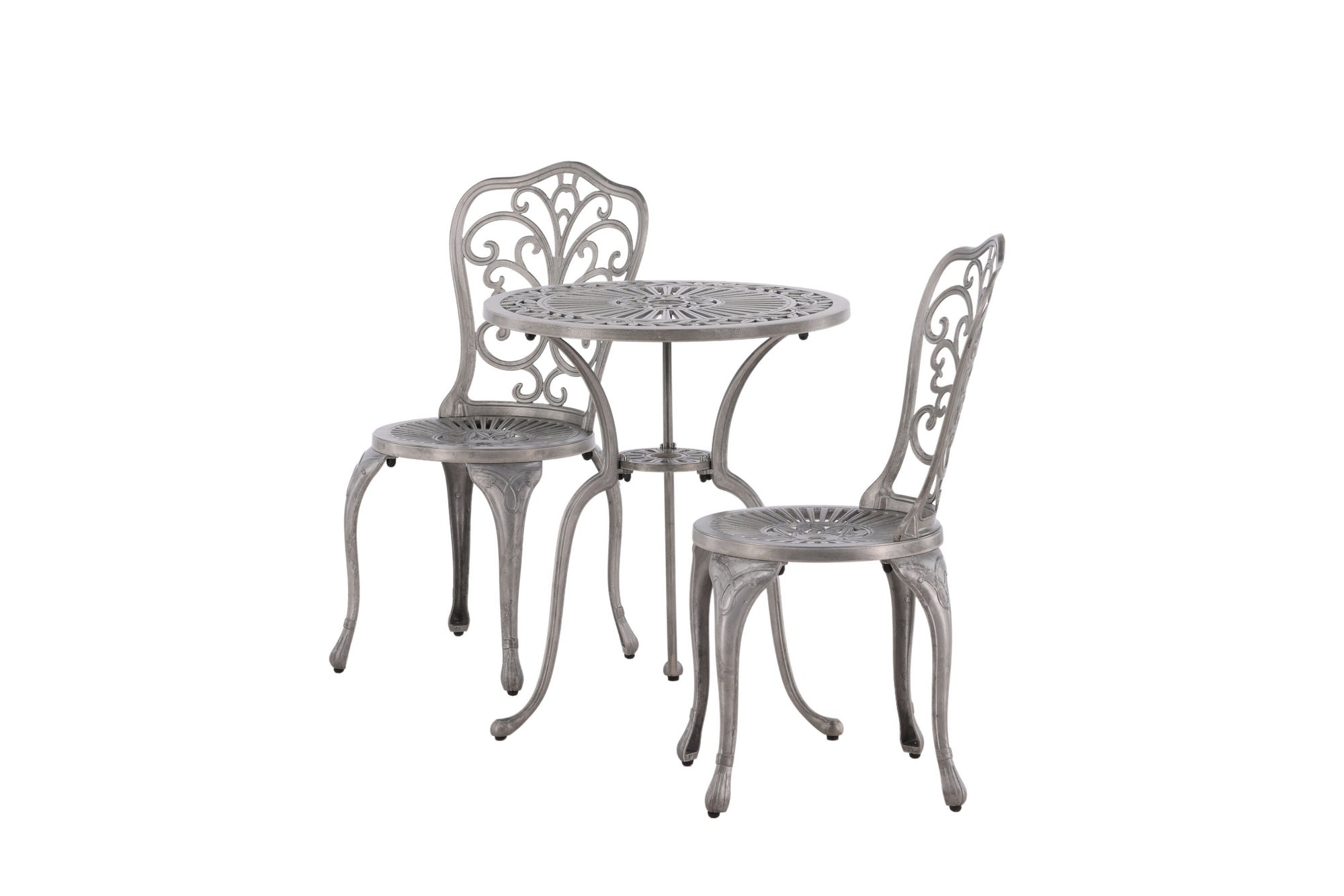 Venture Home Nandin Cafetset Aluminium - Silver / 2 chairs + bord round ø60**