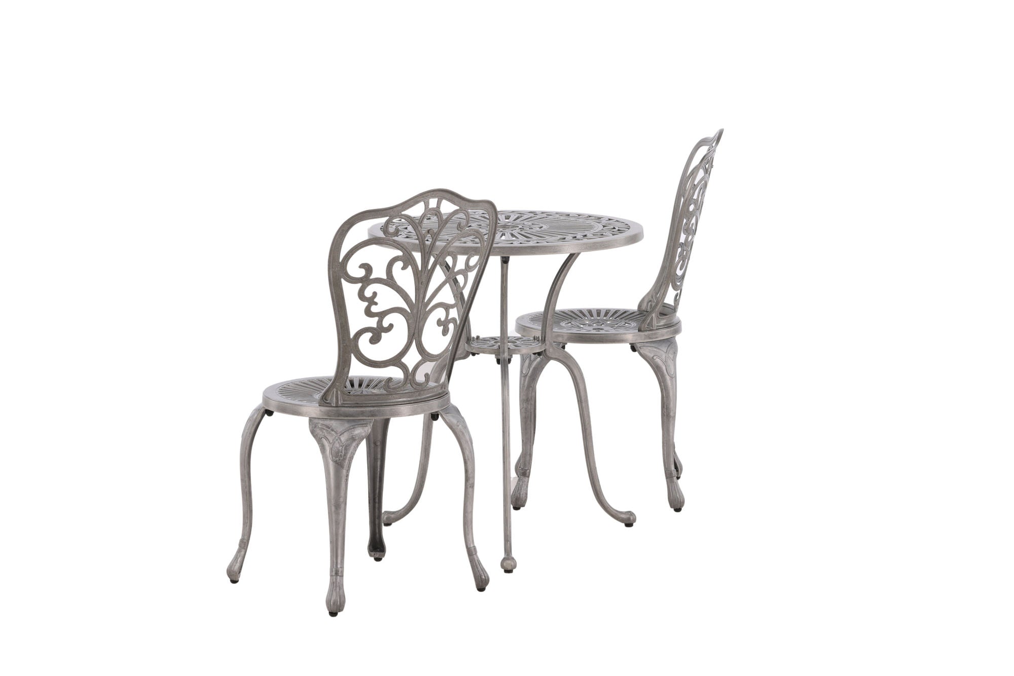 Venture Home Nandin Cafetset Aluminium - Silver / 2 chairs + bord round ø60**