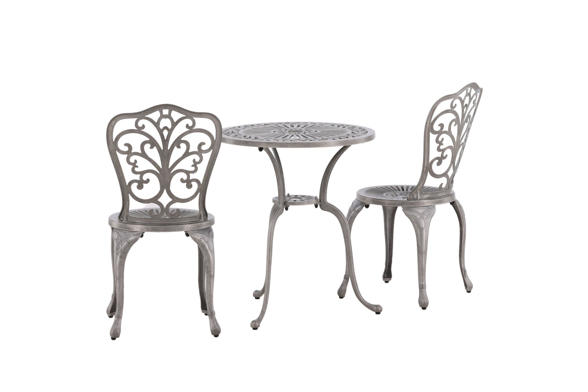 Venture Home Nandin Cafetset Aluminium - Silver / 2 chairs + bord round ø60**