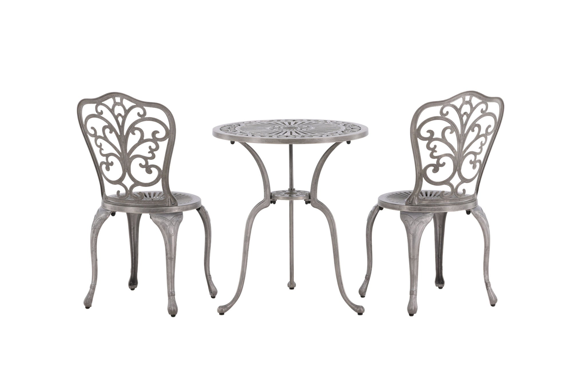 Venture Home Nandin Cafetset Aluminium - Silver / 2 chairs + bord round ø60**