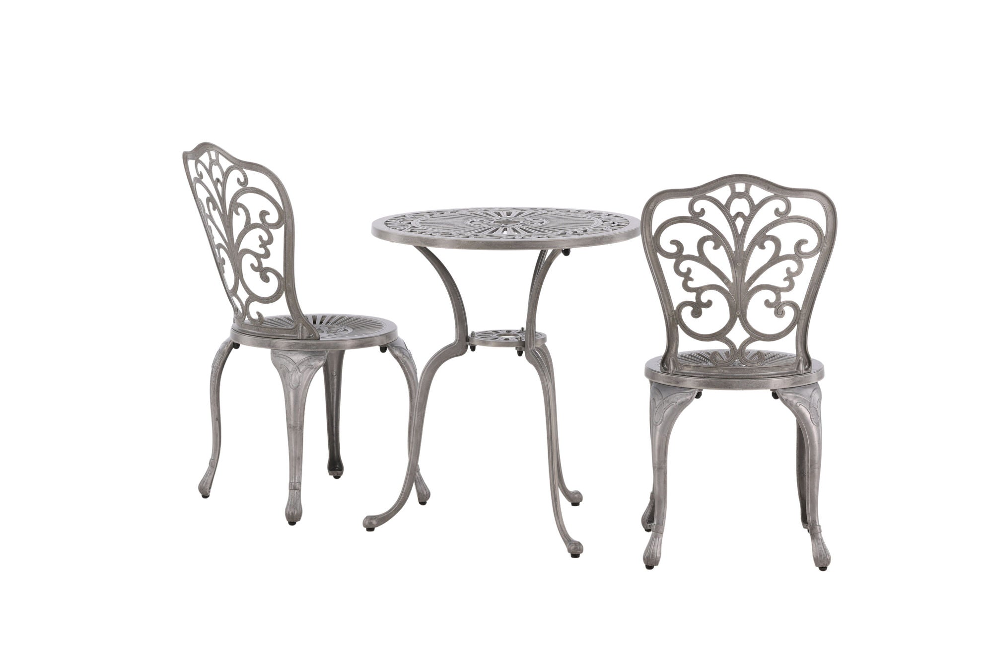 Venture Home Nandin Cafetset Aluminium - Silver / 2 chairs + bord round ø60**