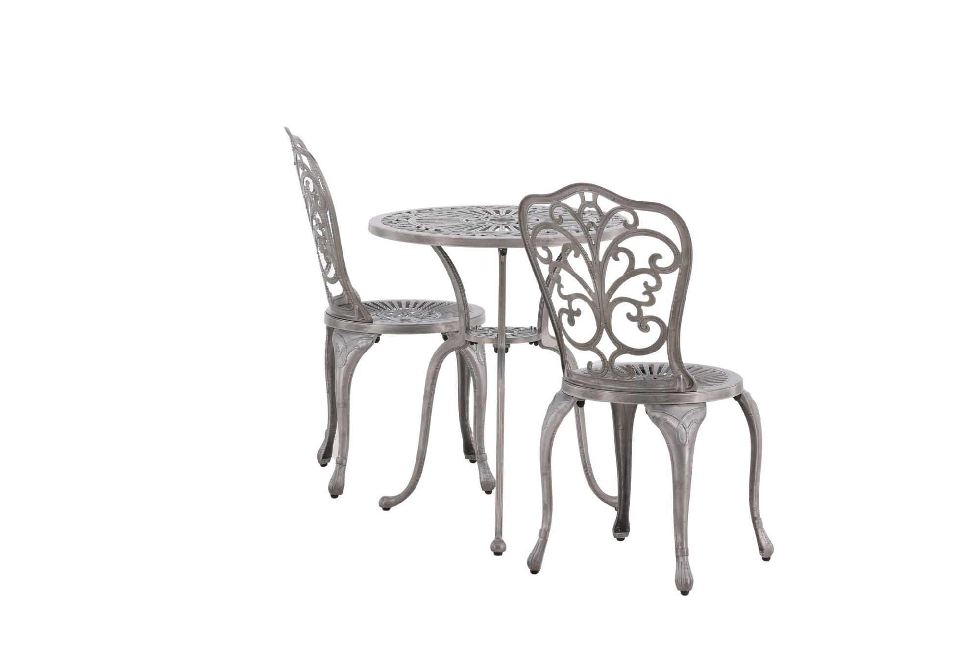 Venture Home Nandin Cafetset Aluminium - Silver / 2 chairs + bord round ø60**