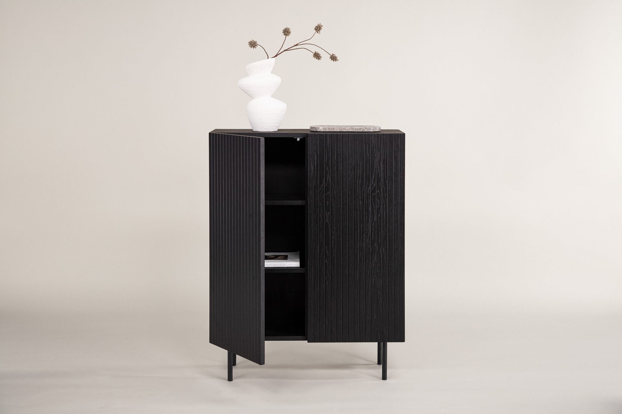 Vind Björkön High Skænk skab - Black / Oak/faneer