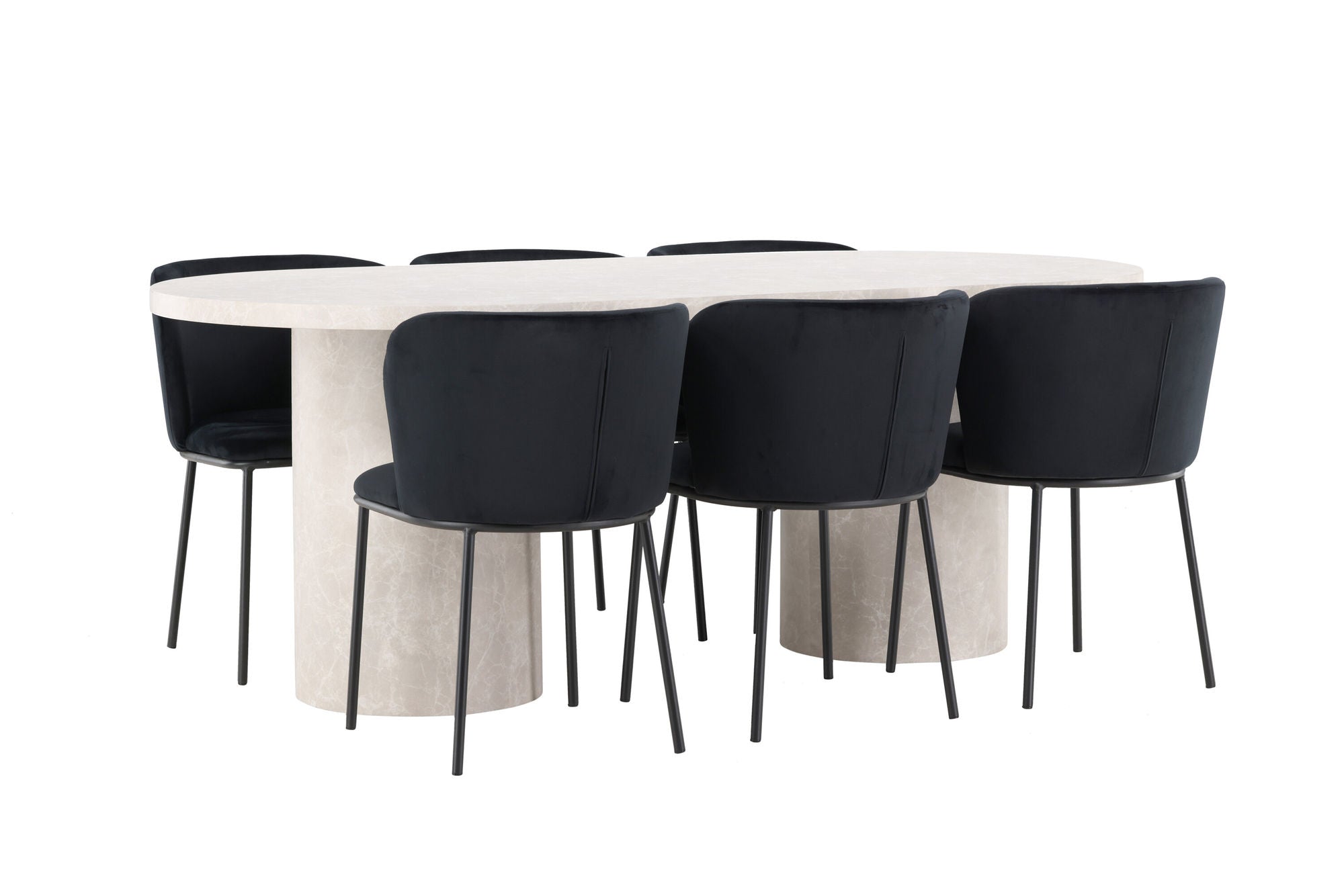 Venture Home Narvik bord - Beige with 6 Edina stol - Black