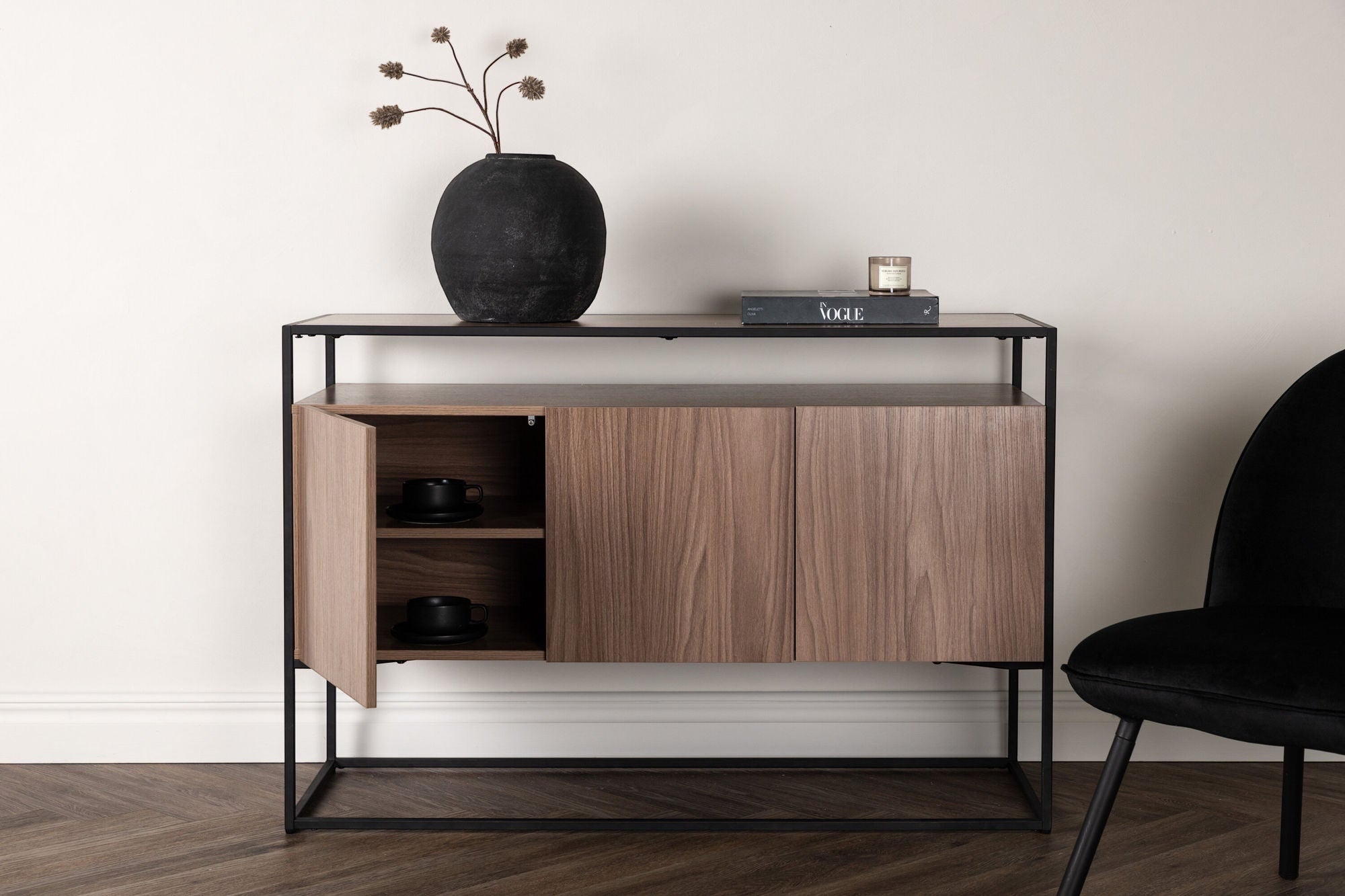 Venture Home Kingsport skab - Black / Walnut MDF