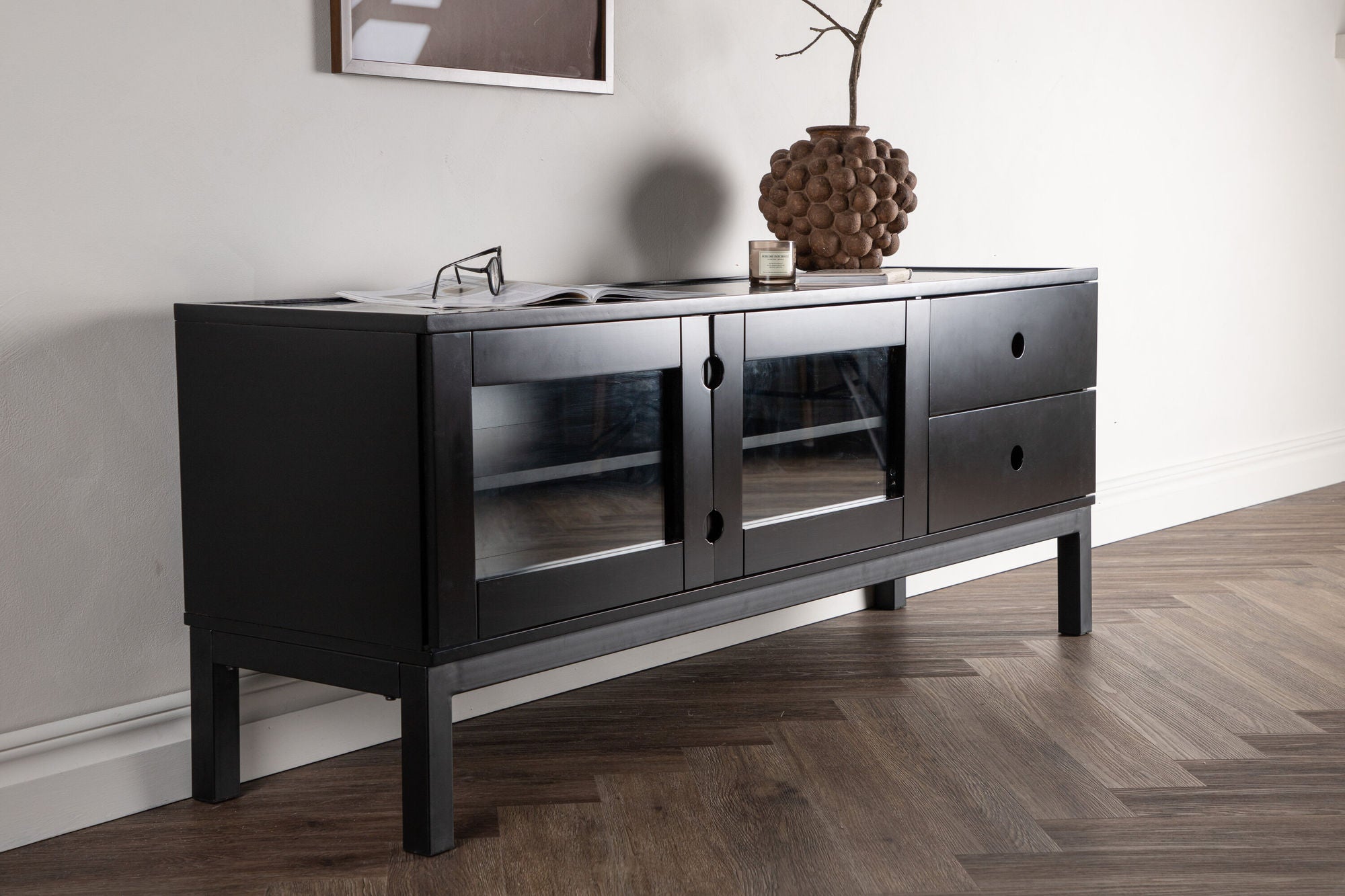 Venture Home Alcoa skab - Black / Matte Black MDF
