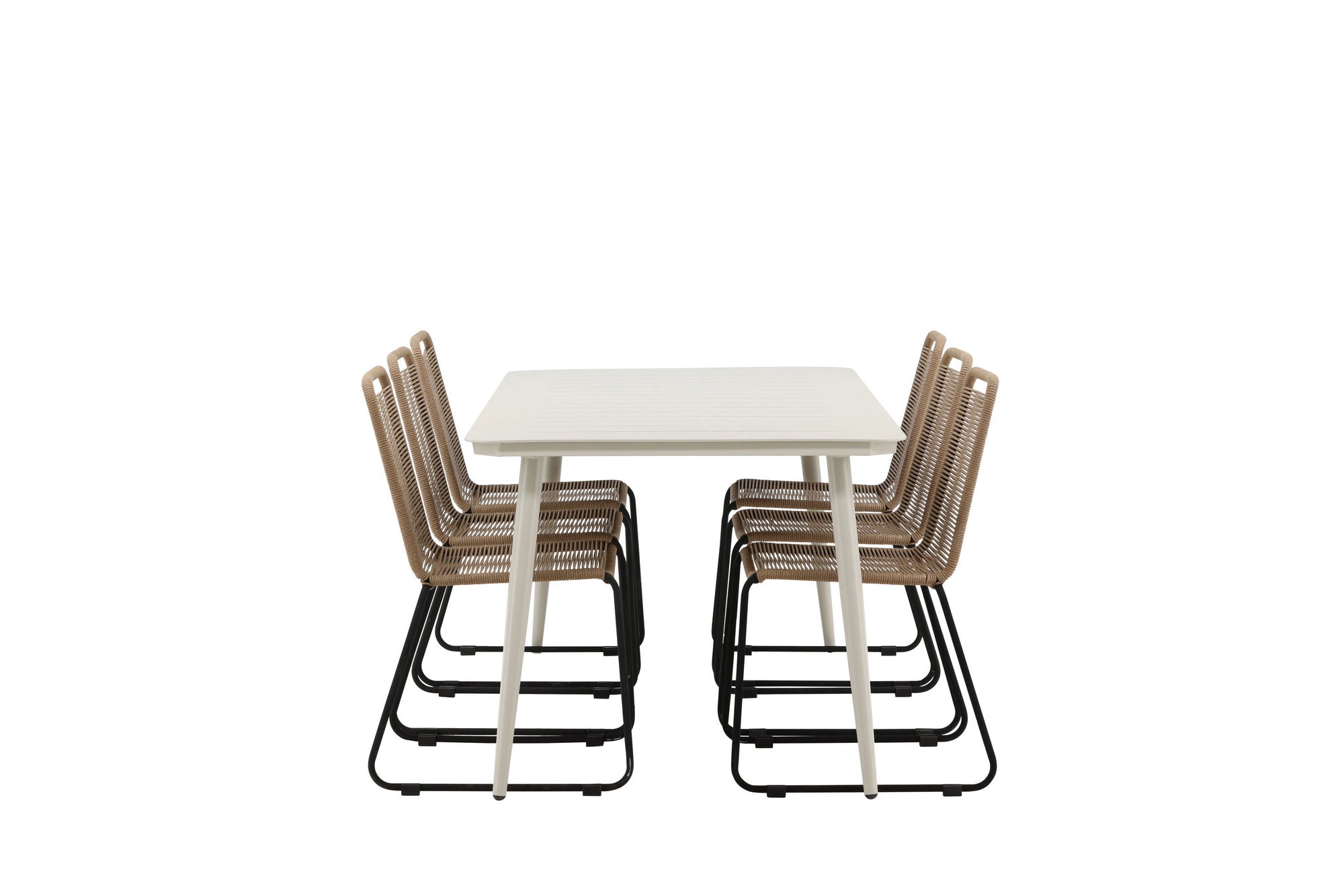 Venture Home Lina spisebord - Beige - 200*90- Lindos Stacking stol - Black Alu / Latte Rope_6
