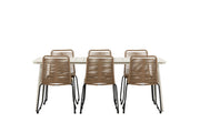 Venture Home Lina spisebord - Beige - 200*90- Lindos Stacking stol - Black Alu / Latte Rope_6