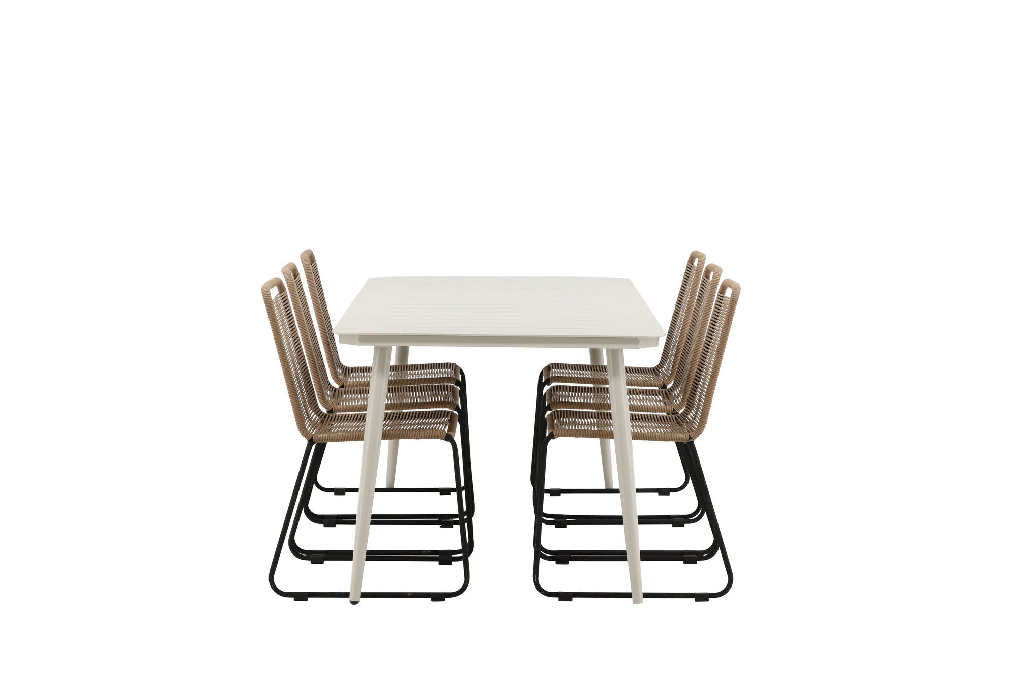 Venture Home Lina spisebord - Beige - 200*90- Lindos Stacking stol - Black Alu / Latte Rope_6
