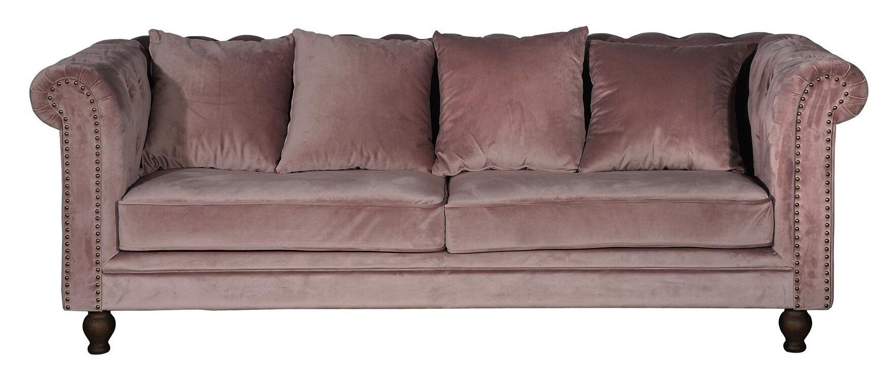Venture Home Velvet 3-seat sofa - Dusty Pink