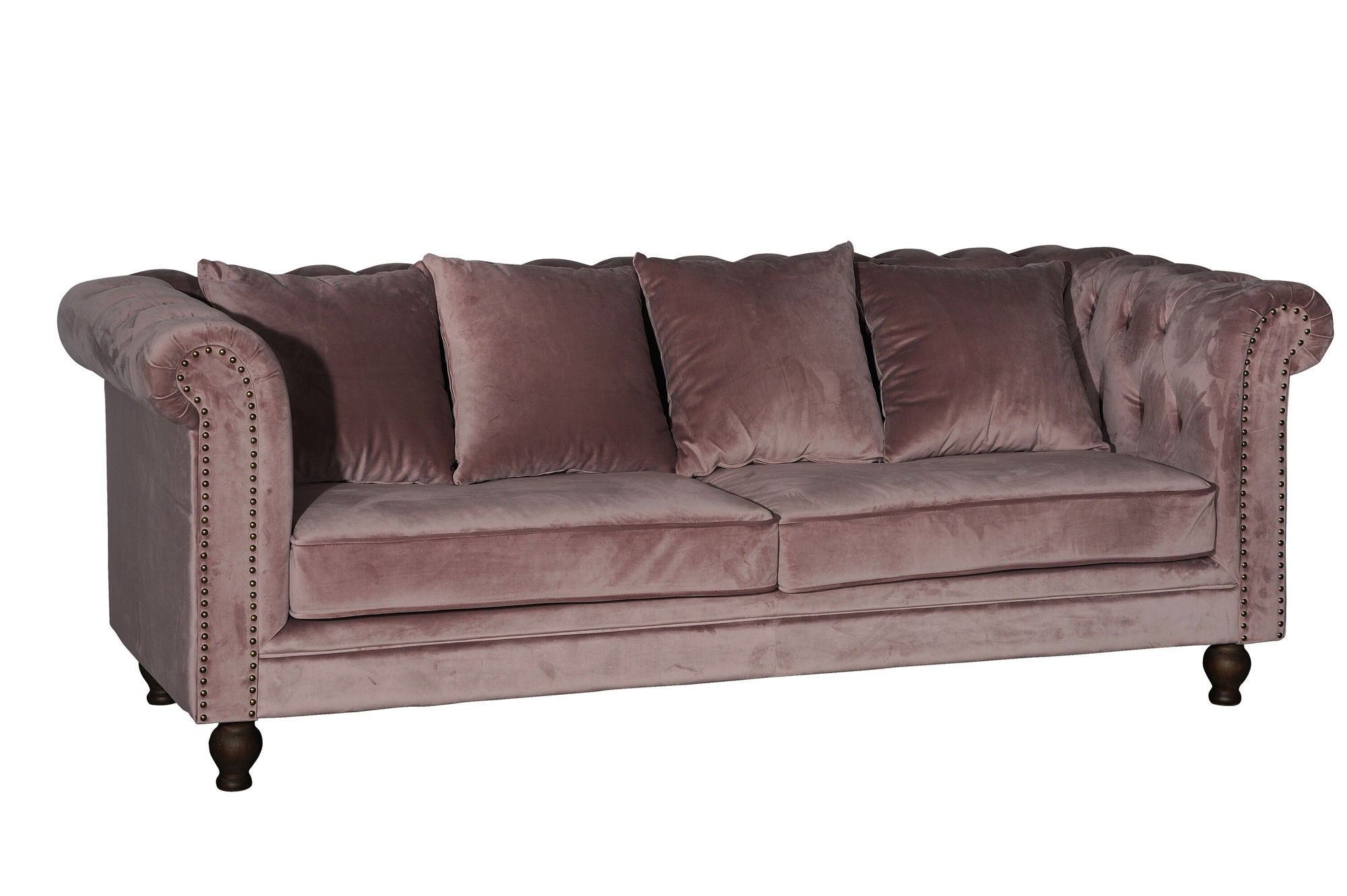 Venture Home Velvet 3-seat sofa - Dusty Pink