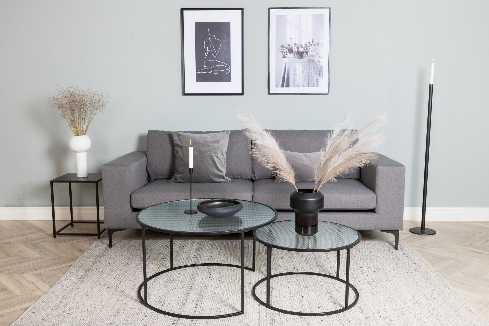 Venture Home Bolero Sofa - 3-seater - Grey Fabric - Black Legs