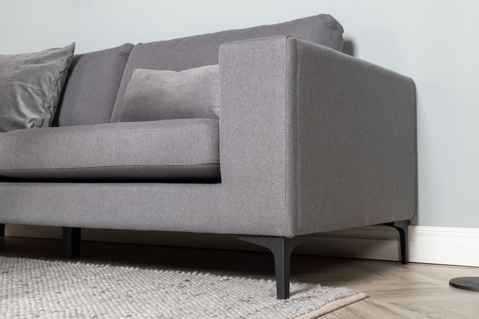 Venture Home Bolero Sofa - 3-seater - Grey Fabric - Black Legs