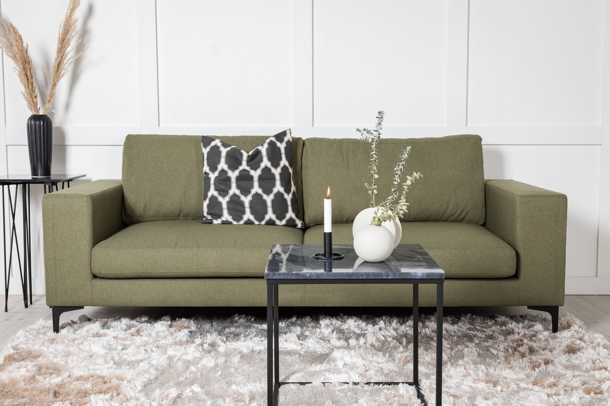Venture Home Bolero Sofa - 3-seater - dusty Green Fabric - Black Legs