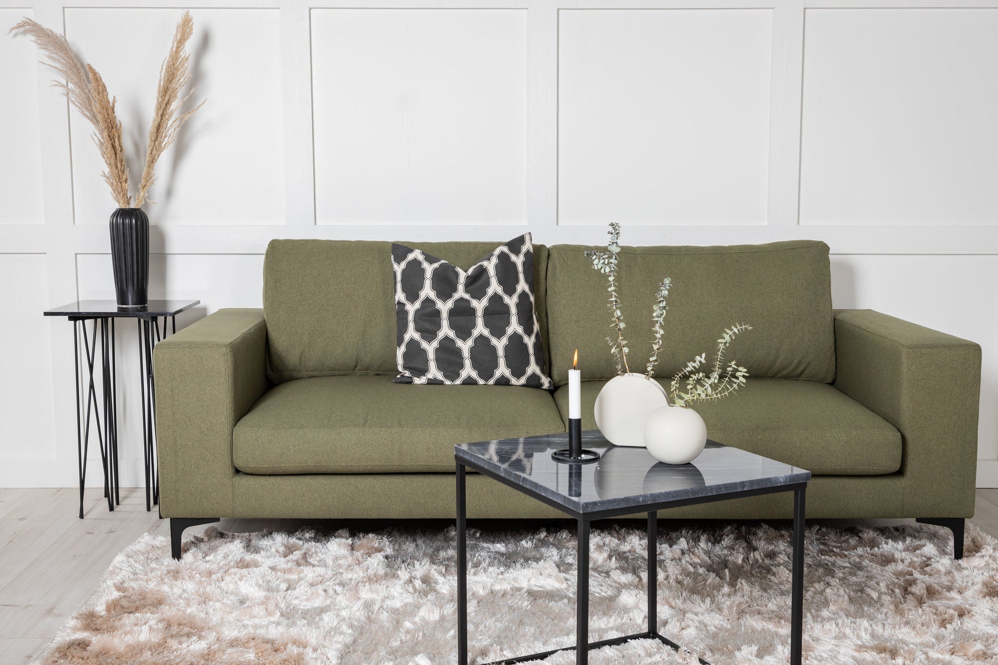 Venture Home Bolero Sofa - 3-seater - dusty Green Fabric - Black Legs