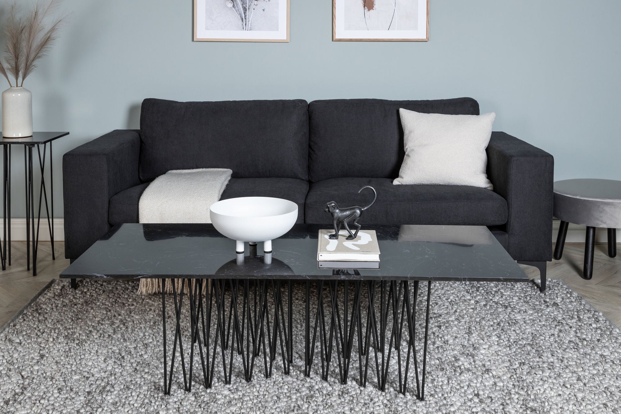 Venture Home Bolero Sofa - 3-seater - Black fabric - Black Legs