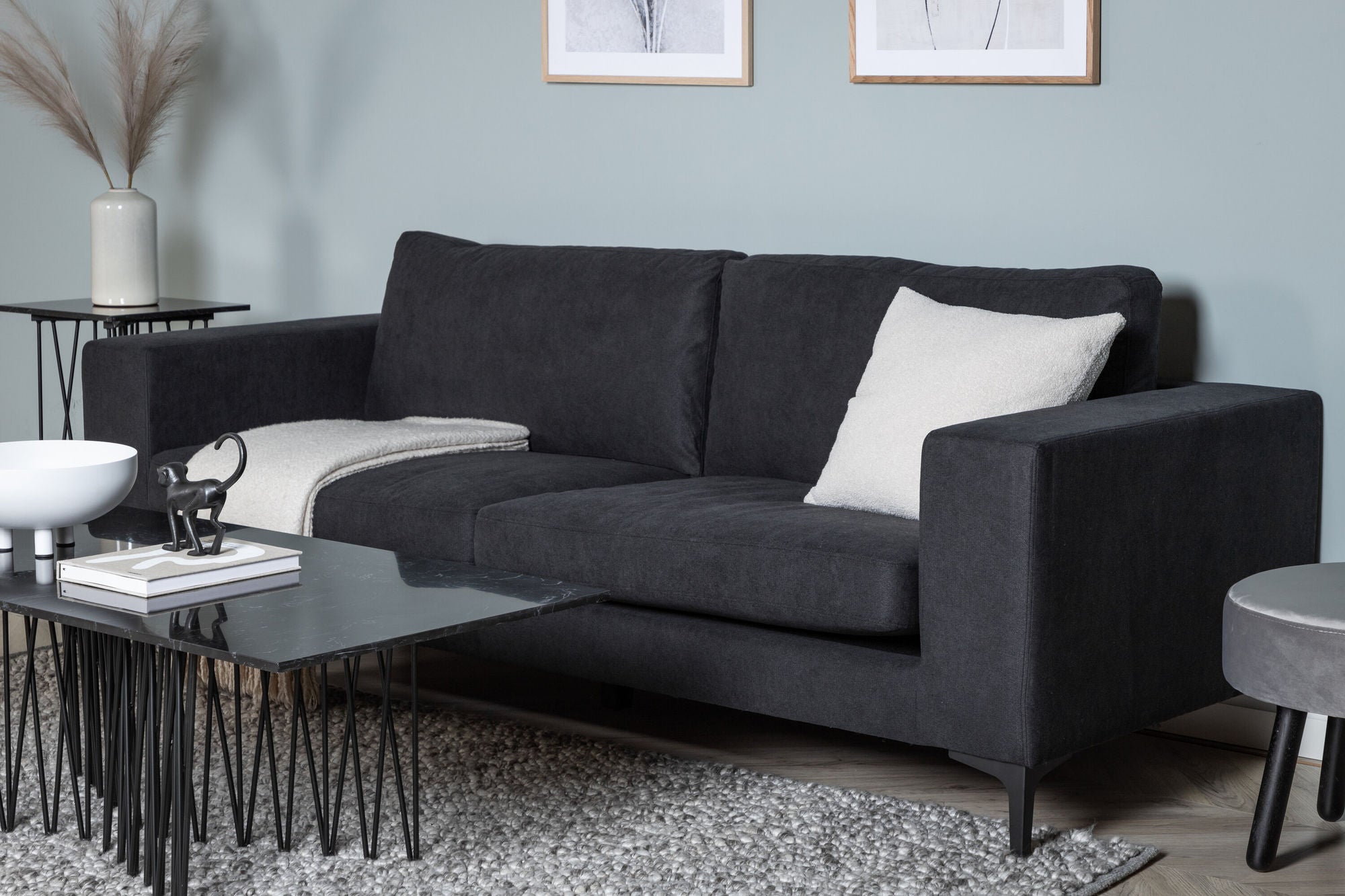 Venture Home Bolero Sofa - 3-seater - Black fabric - Black Legs