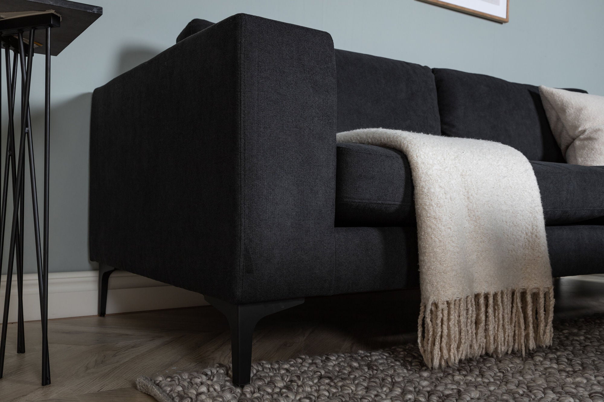 Venture Home Bolero Sofa - 3-seater - Black fabric - Black Legs