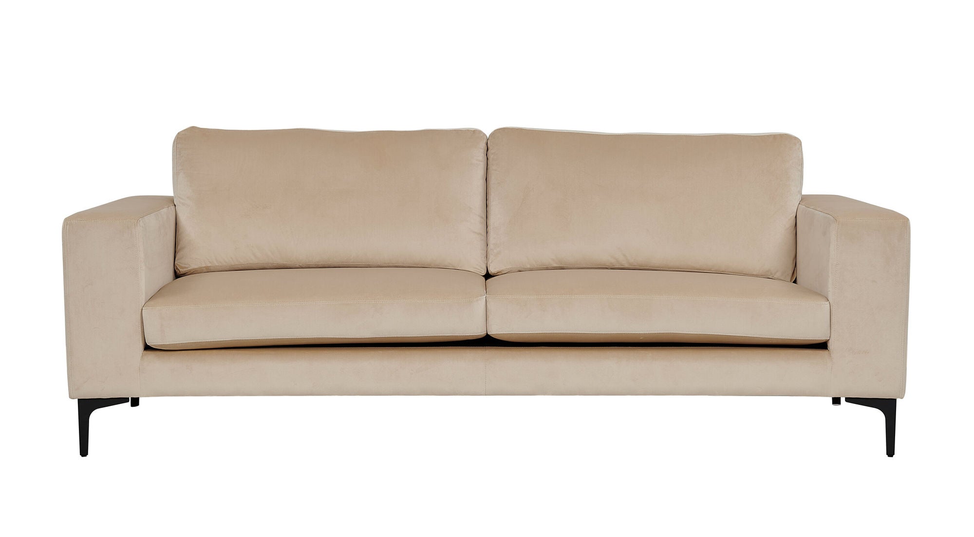 Venture Home Bolero Sofa - 3-seater - Beige Velvet - Black Legs