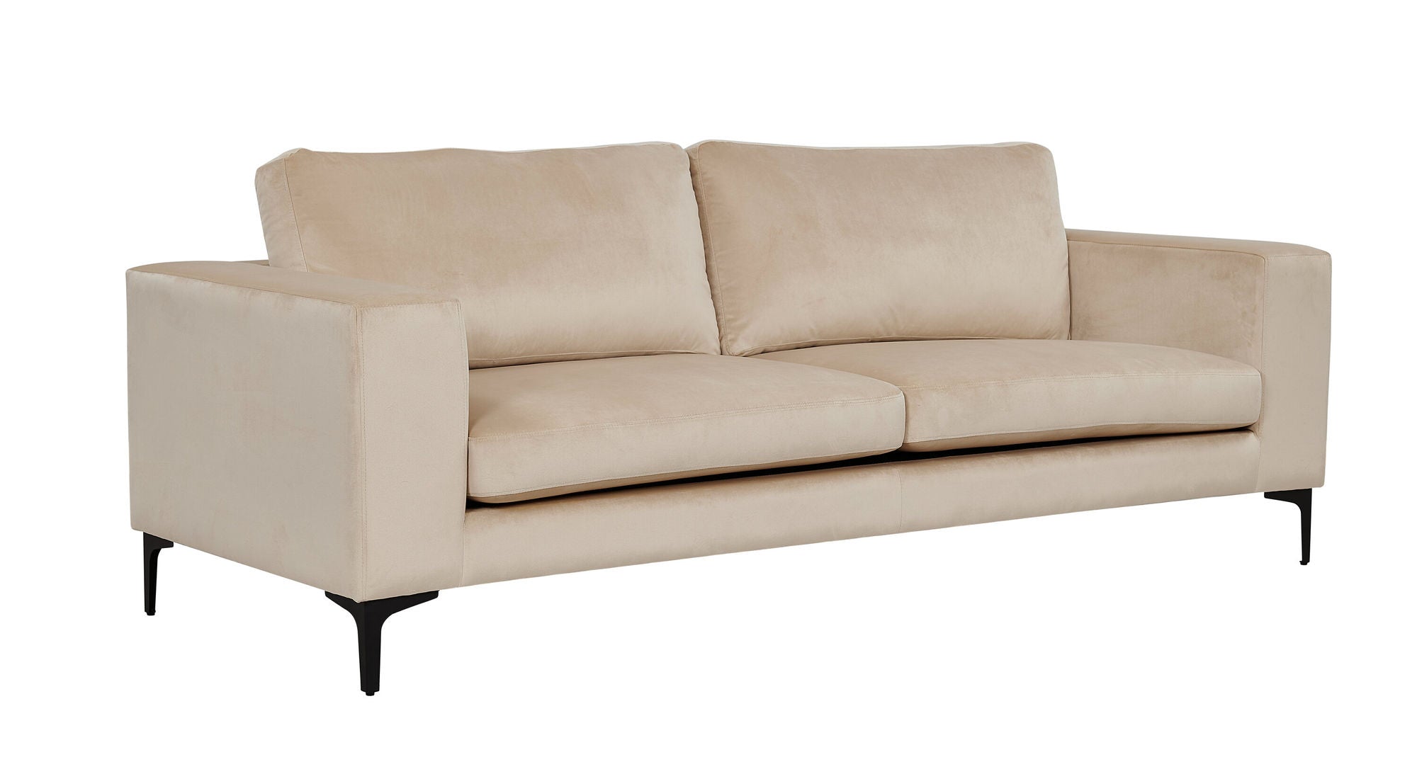 Venture Home Bolero Sofa - 3-seater - Beige Velvet - Black Legs