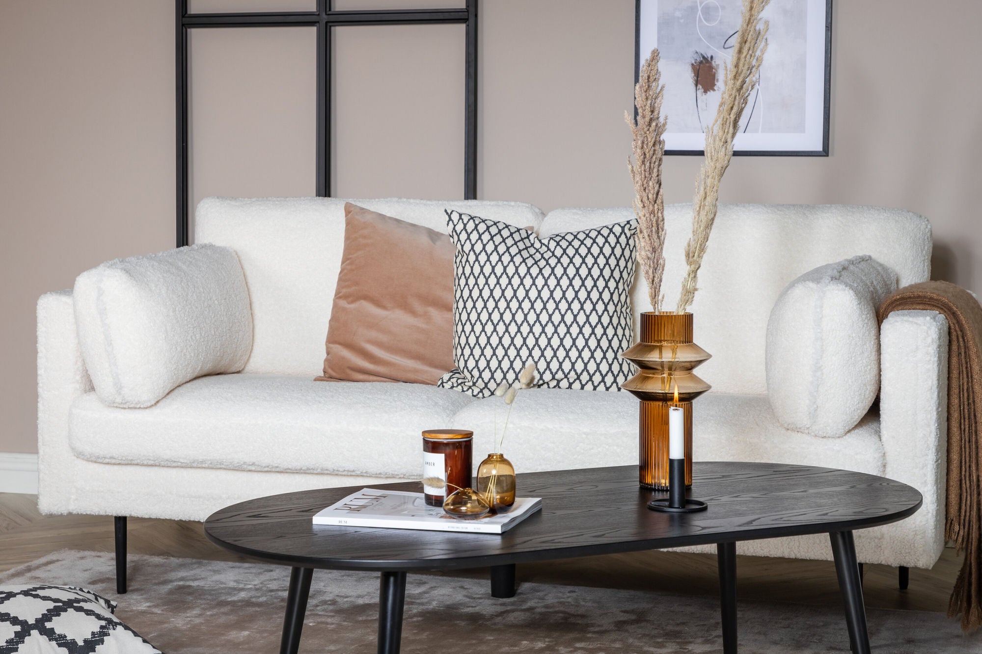 Venture Home Boom 3-seat sofa - Teddy Fabric White