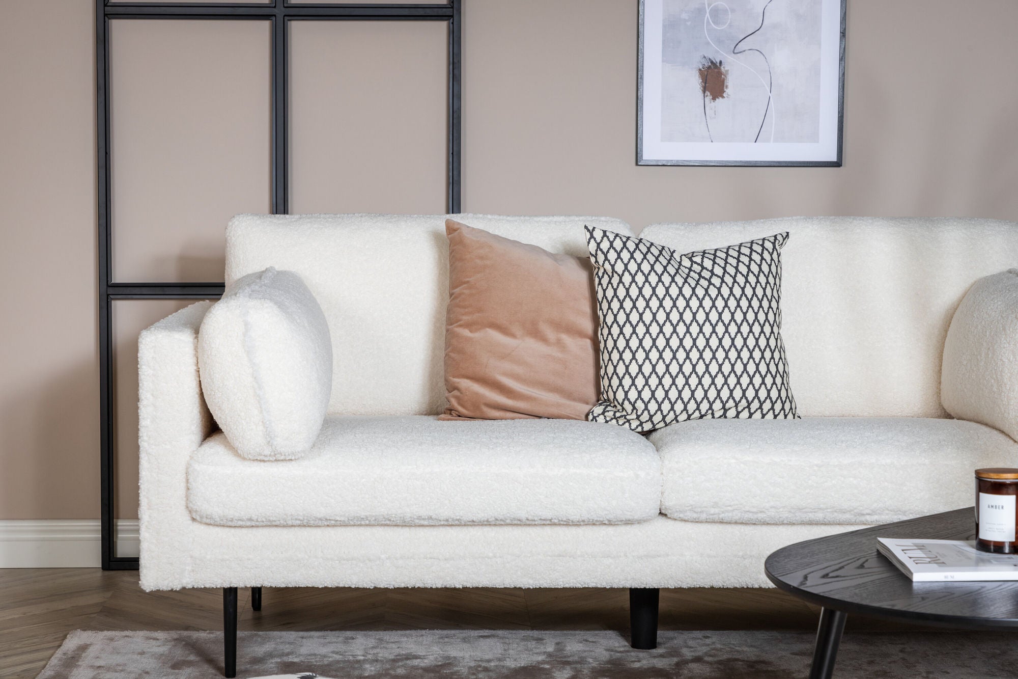 Venture Home Boom 3-seat sofa - Teddy Fabric White