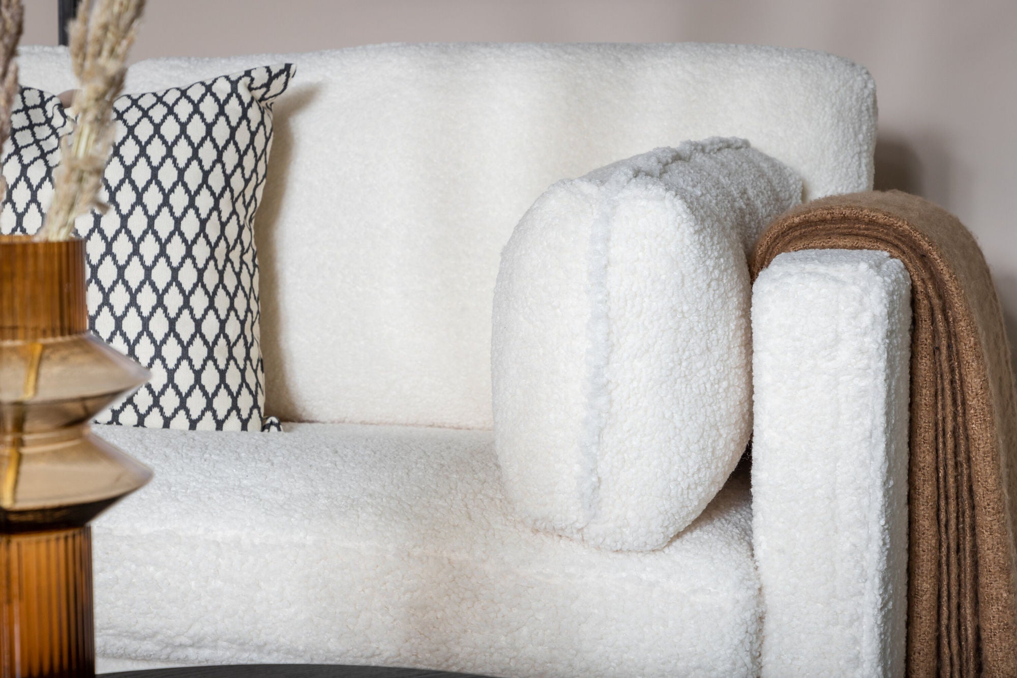 Venture Home Boom 3-seat sofa - Teddy Fabric White