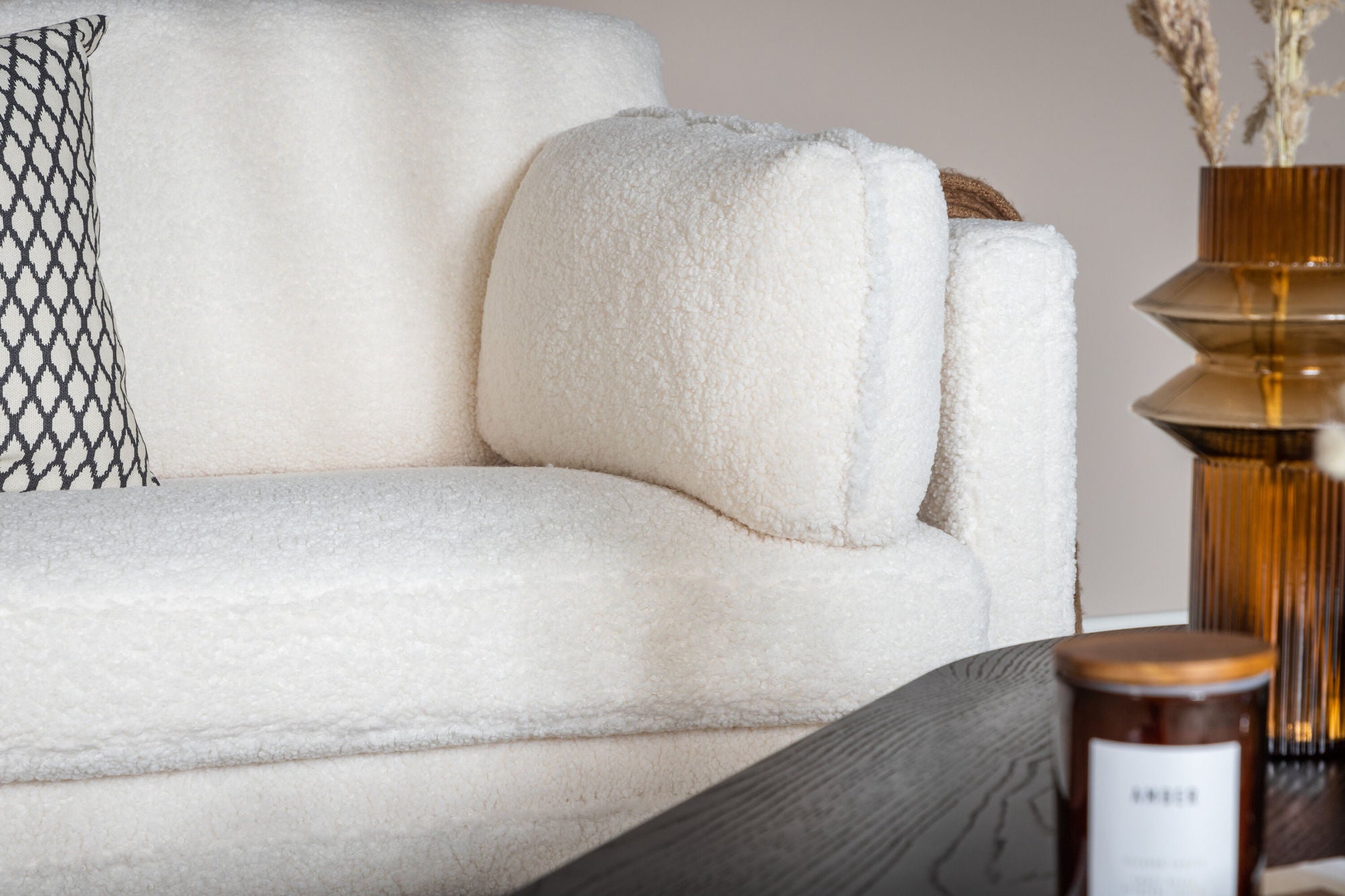 Venture Home Boom 3-seat sofa - Teddy Fabric White