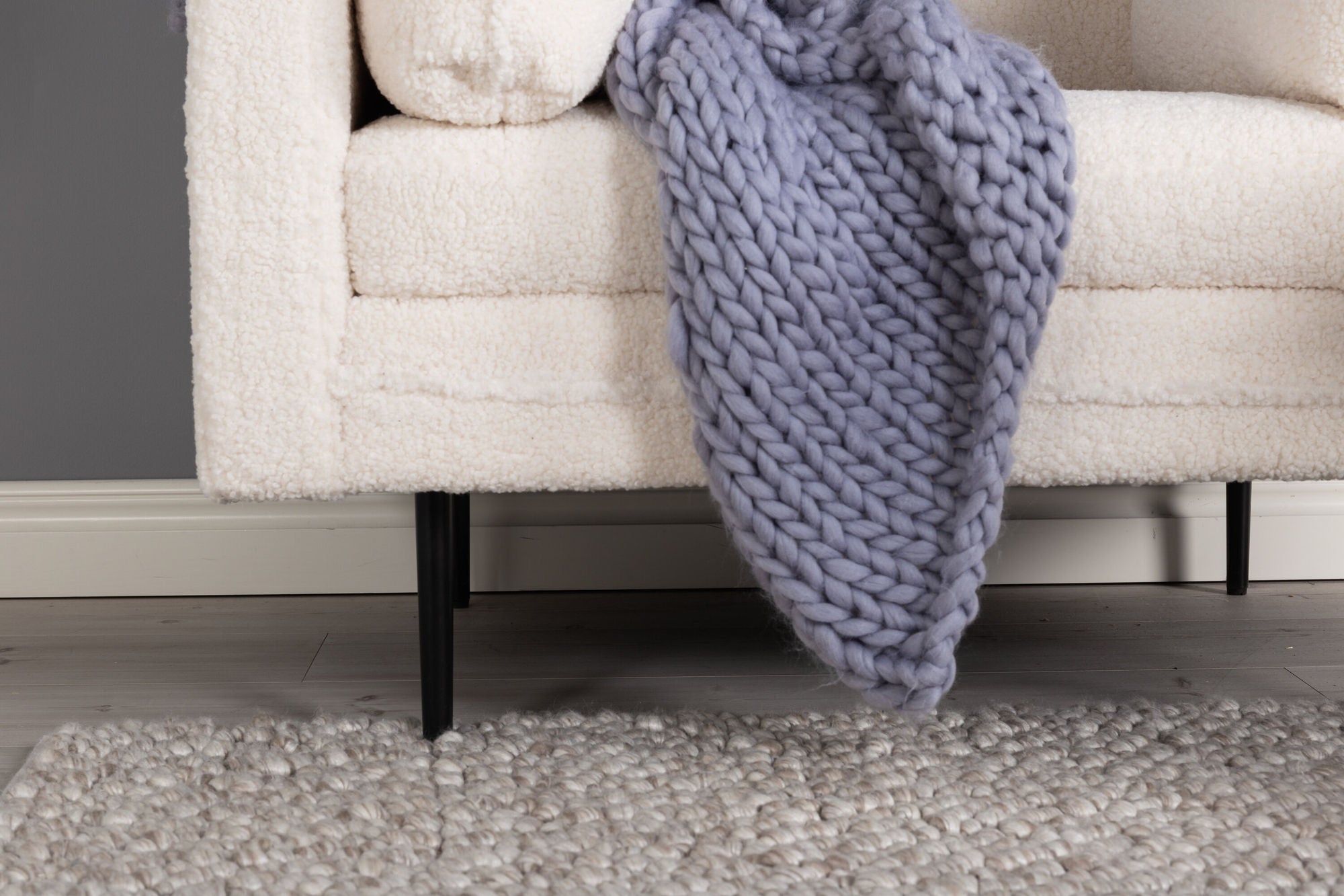 Venture Home Boom Single stol - Teddy Fabric White
