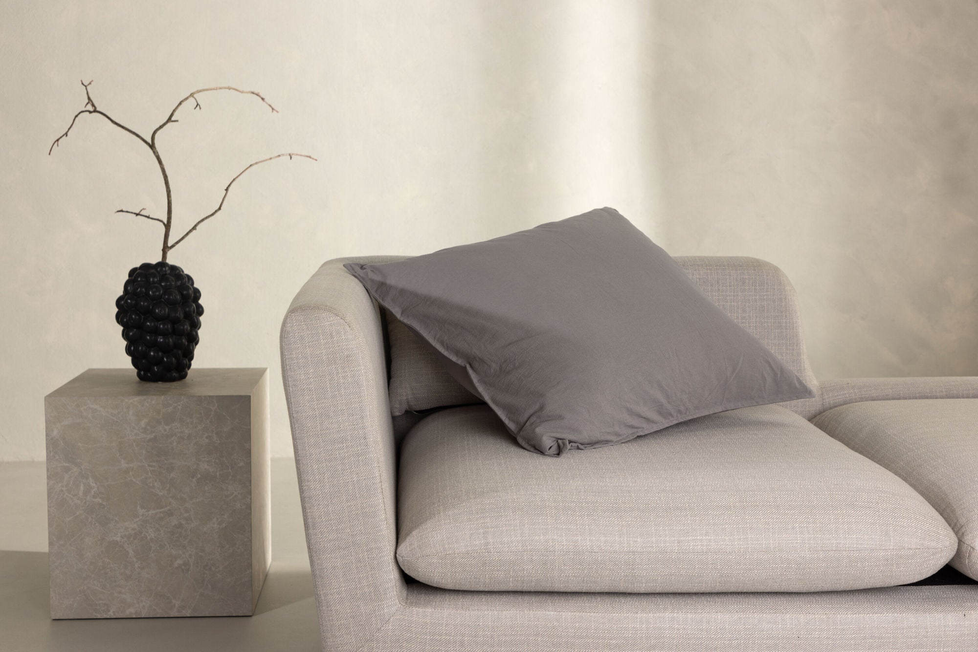 Venture Home Ronja Cushion Cover Washed Cotton - Grey 60x60