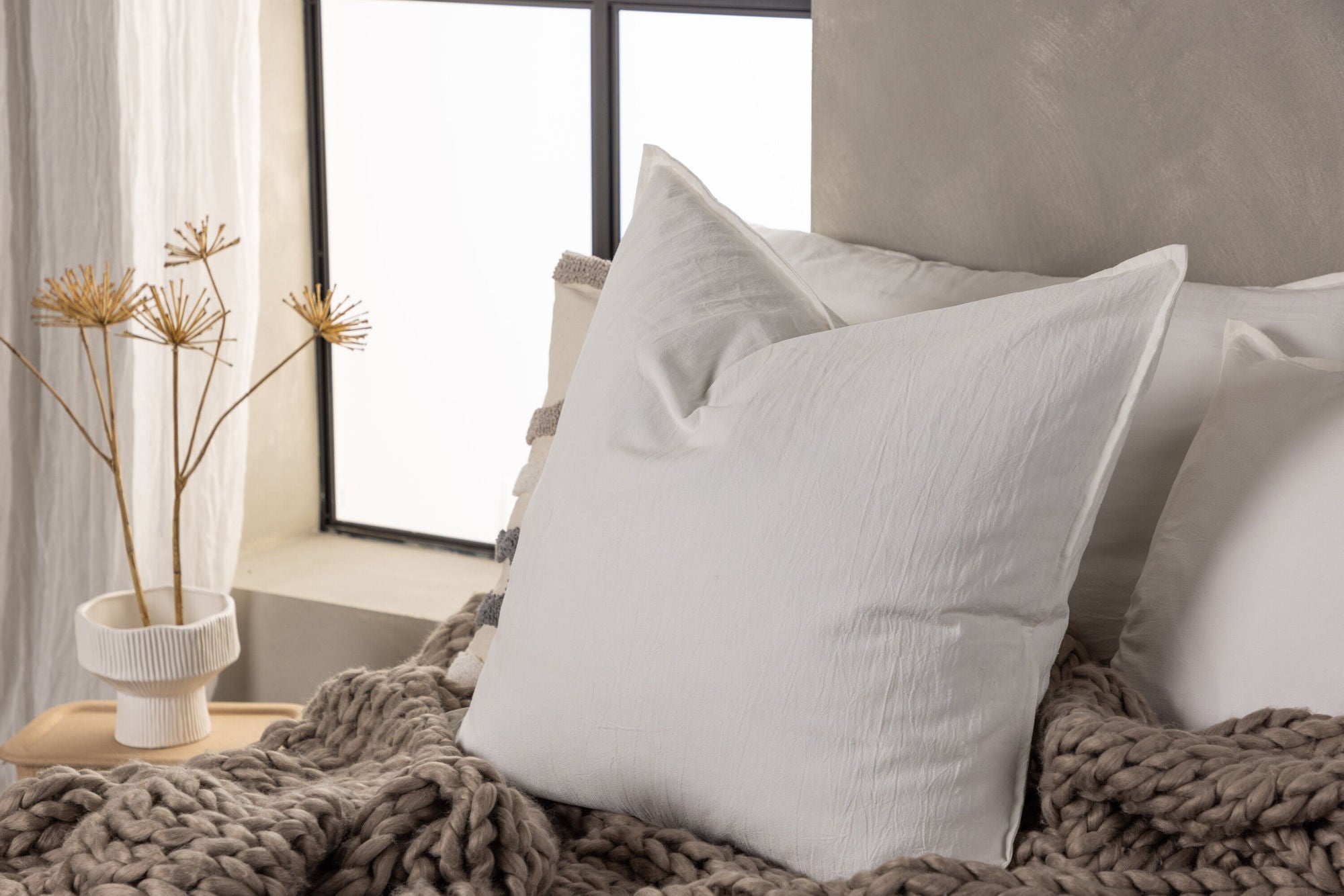 Venture Home Ronja Cushion Cover Washed Cotton - White 60x60